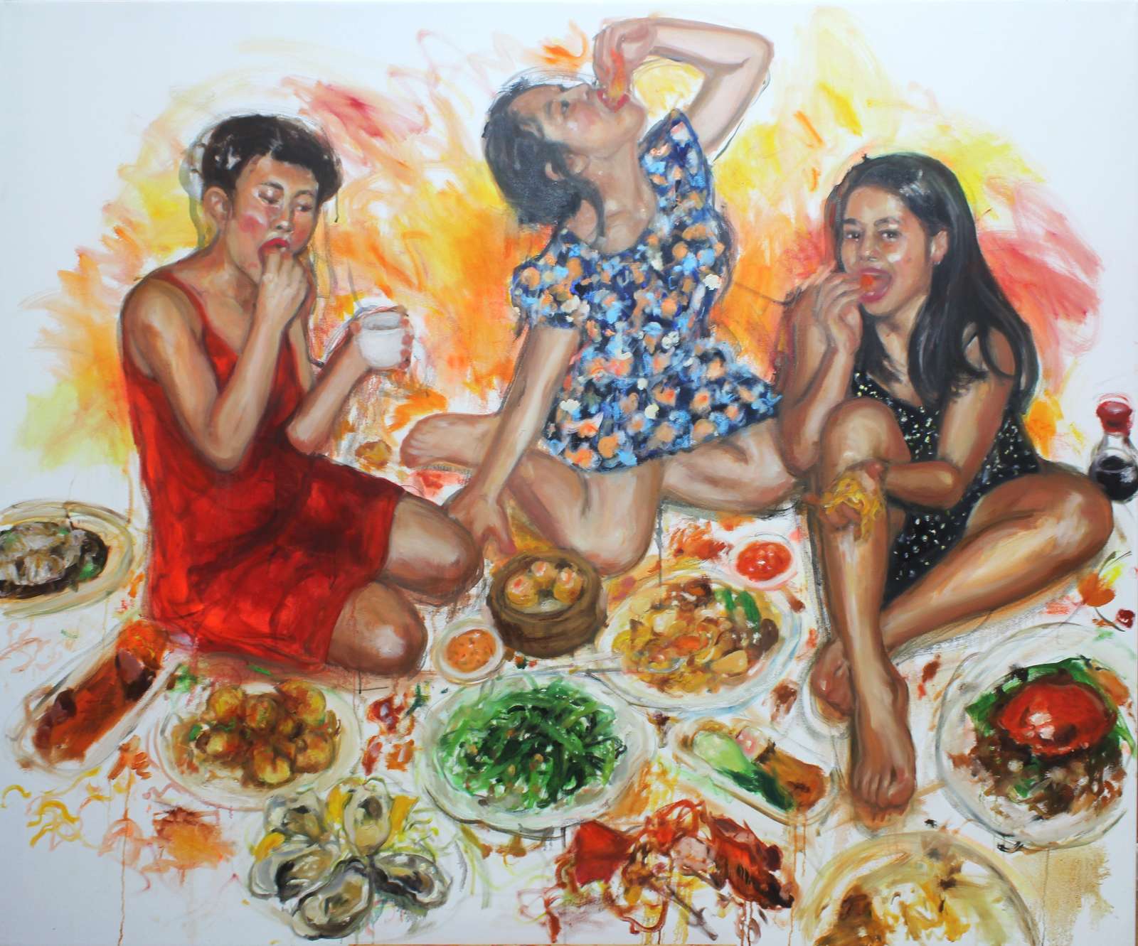 Caroline Wong, Xian Wei/Umami, 2022, Oil and oil pastel on canvas, 145 x 180 cm