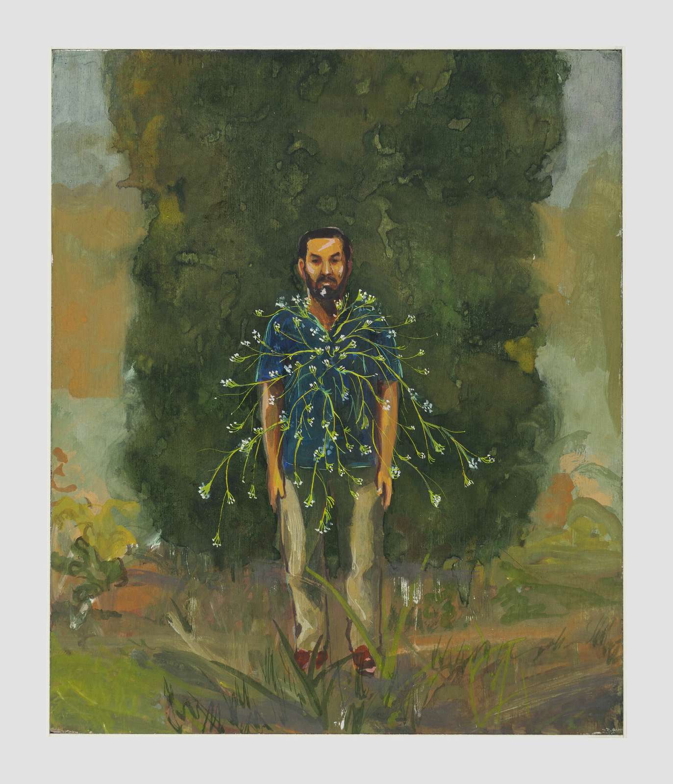 Mahesh Baliga, Flowering self, 2022. Casein on board © Mahesh Baliga Courtesy the artist, Project 88, and David Zwirner