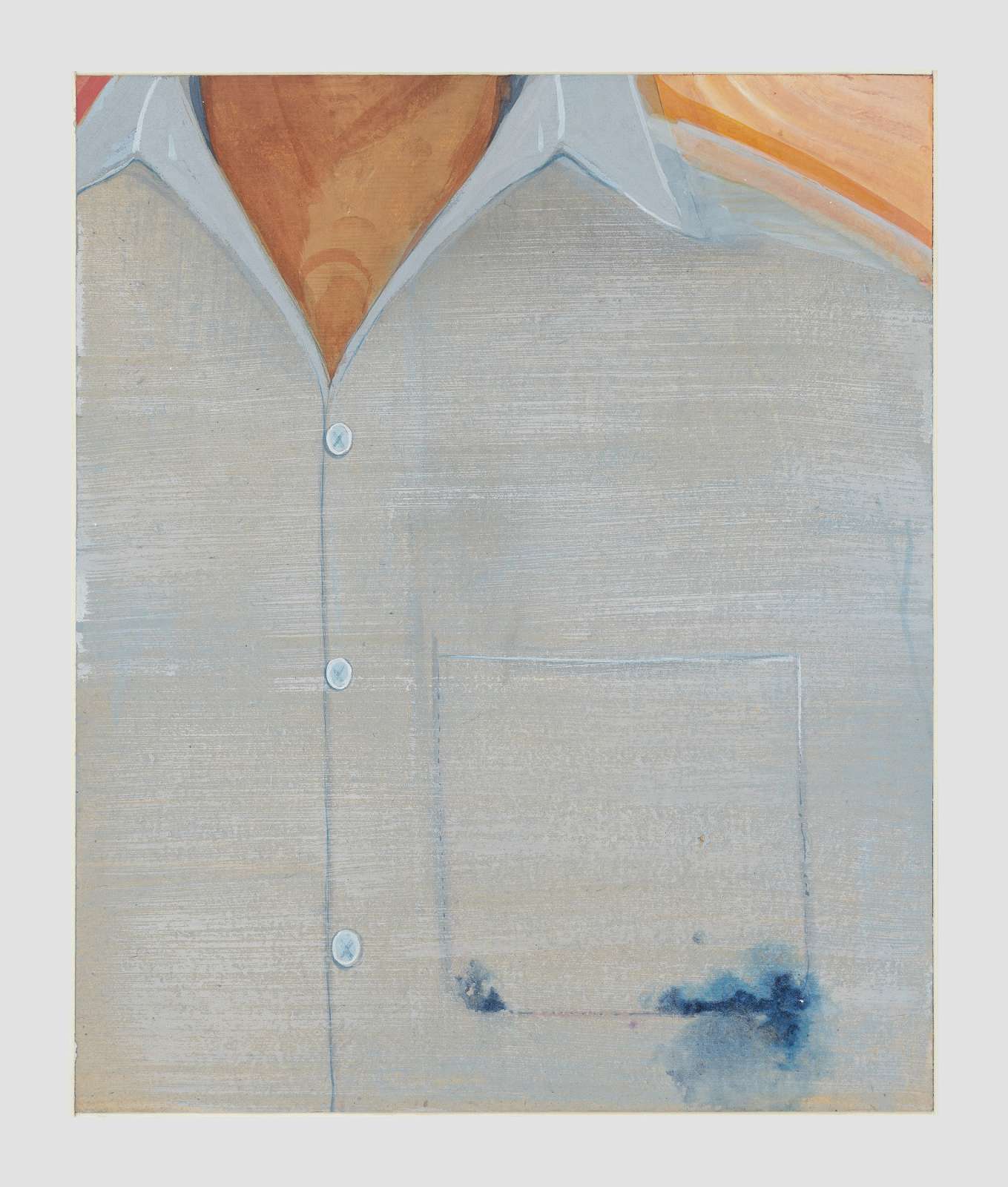 Mahesh Baliga, Poet with ink on his pocket, 2022. Casein on board © Mahesh Baliga Courtesy the artist, Project 88, and David Zwirner