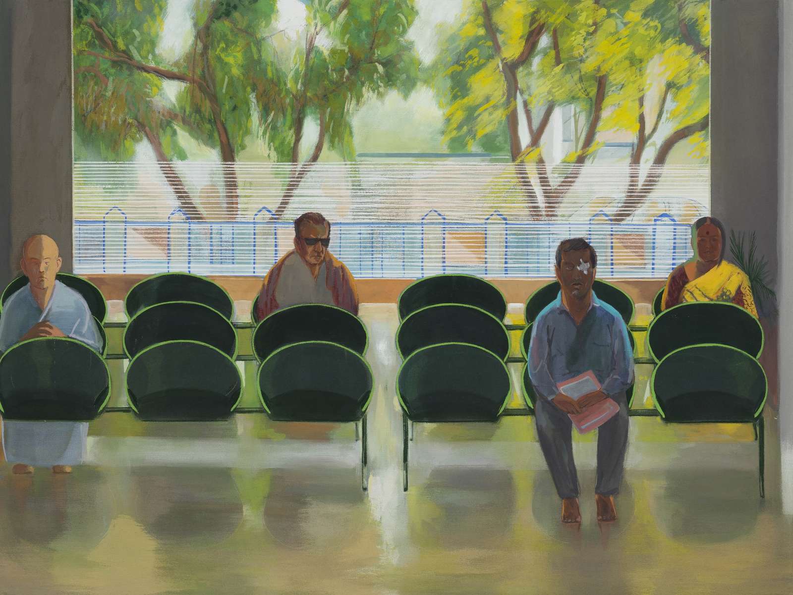 Mahesh Baliga, Eye hospital, 2022. Casein on canvas © Mahesh Baliga. Courtesy the artist, Project 88, and David Zwirner