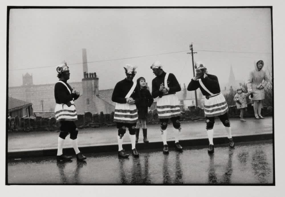 Homer Sykes, Once a Year (Britannia Coconut Dancers, Bacup, Lancashire, England), 1972, Vintage Gelatin Silver Print, 24 x 30.5 cm
