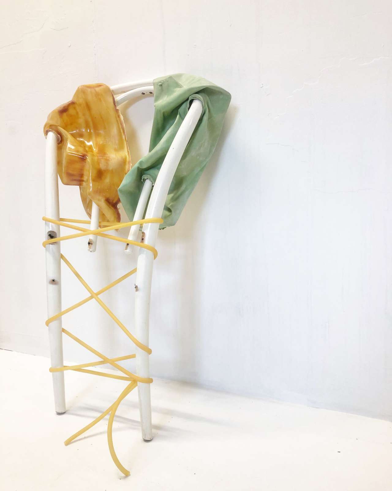 Andrea V Wright, Precarious Conditions of Uncertainty II, 2020. Deconstructede Chair, Latex, Pigment
