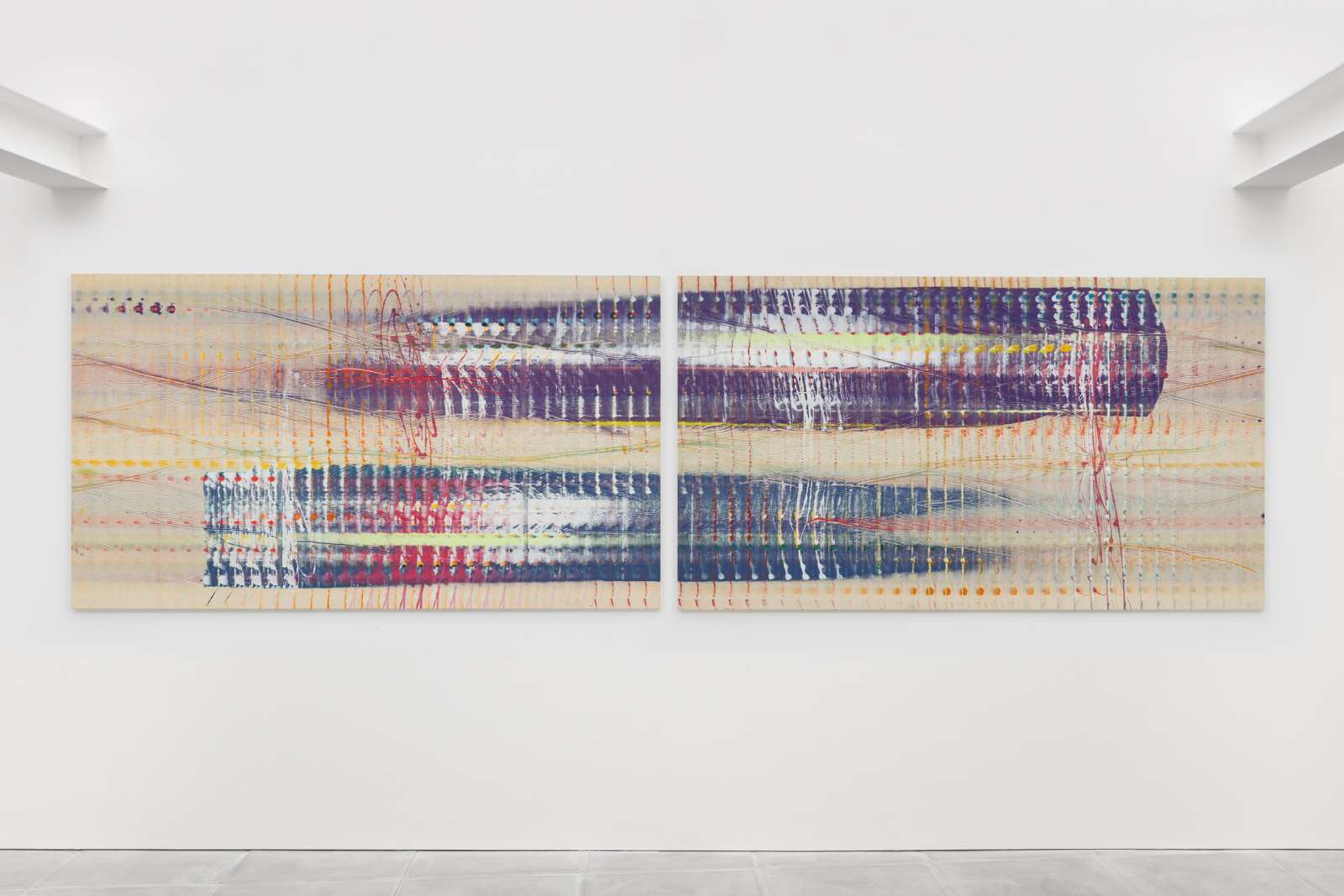 Emily Kraus, 'Stochastic 12 (diptych)', 2022. Oil on canvas, 170 x 600 cm. Courtesy of the artist and Sunday Painter.
