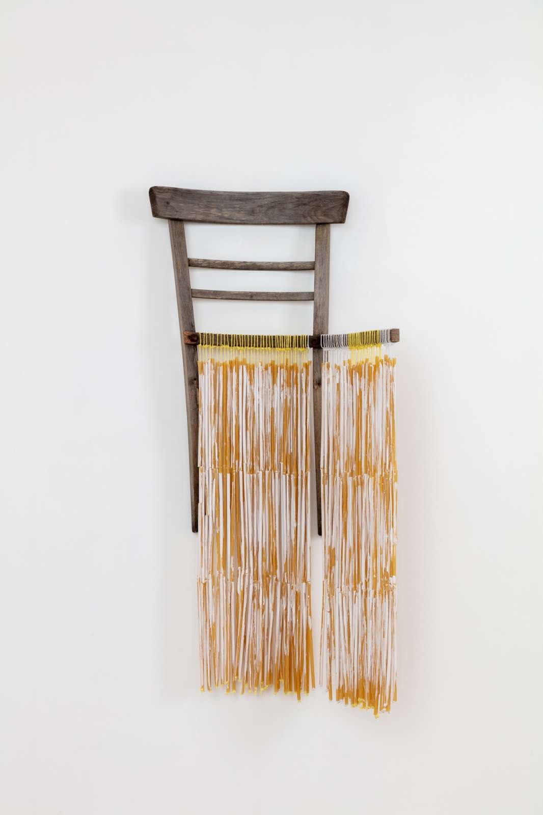 Alexandre da Cunha, 'Home', 2022, chair, pasta, string, acrylic, 120 x 55 x 31 cm, 47 1/4 x 21 3/4 x 12 1⁄4 in. © Alexandre da Cunha. Courtesy the artist and Thomas Dane Gallery. Photo: Richard Ivey.
