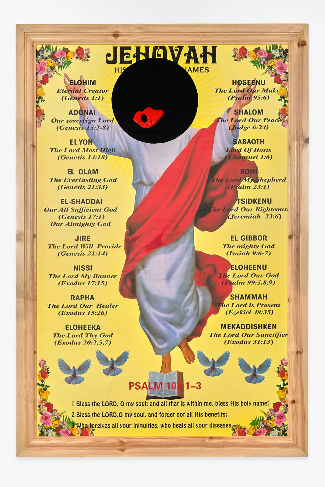 Larry Achiampong, 'Exemplaris excomunicationis', 2023. Acrylic, varnish, poster, wooden frame on panel, 145.5 × 98 × 7 cm. Courtesy of the artist and Copperfield, London. Photo credit, Reece Straw.