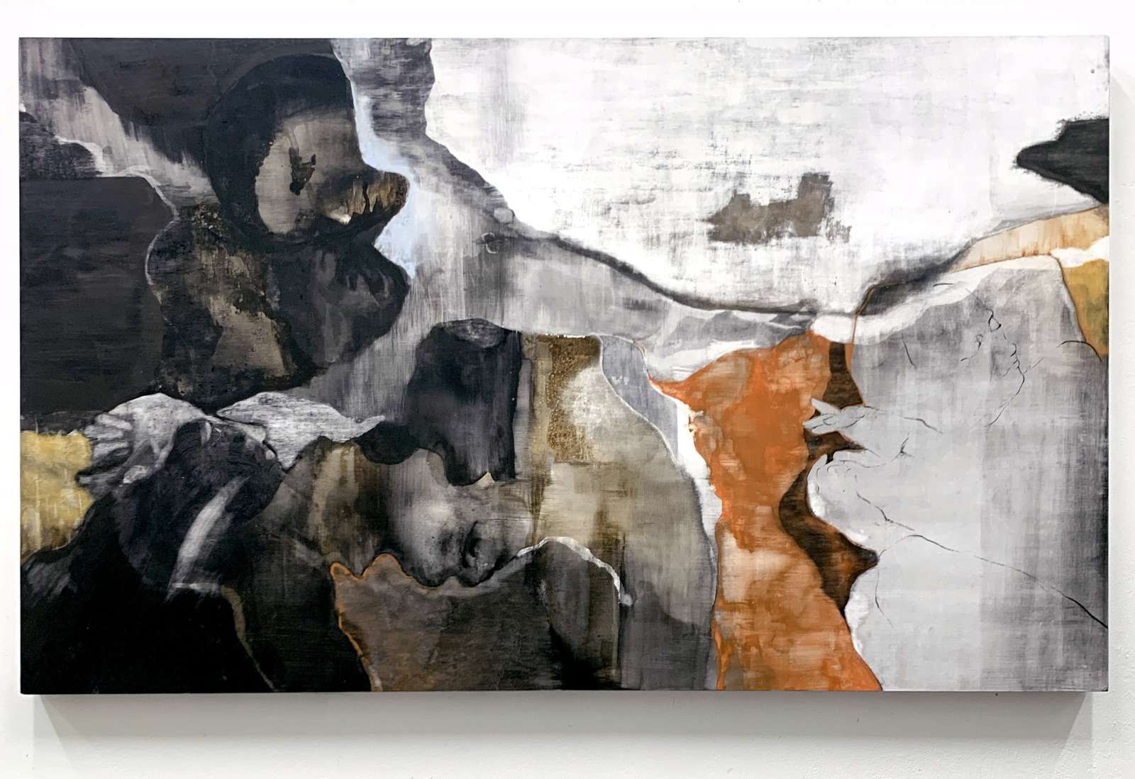 Carolina Aguirre, ‘Common Ground', 2023. Iwa-enogu, sumi ink, shellac, charcoal on wooden panel, 92x152cm. Courtesy the artist and FOLD.