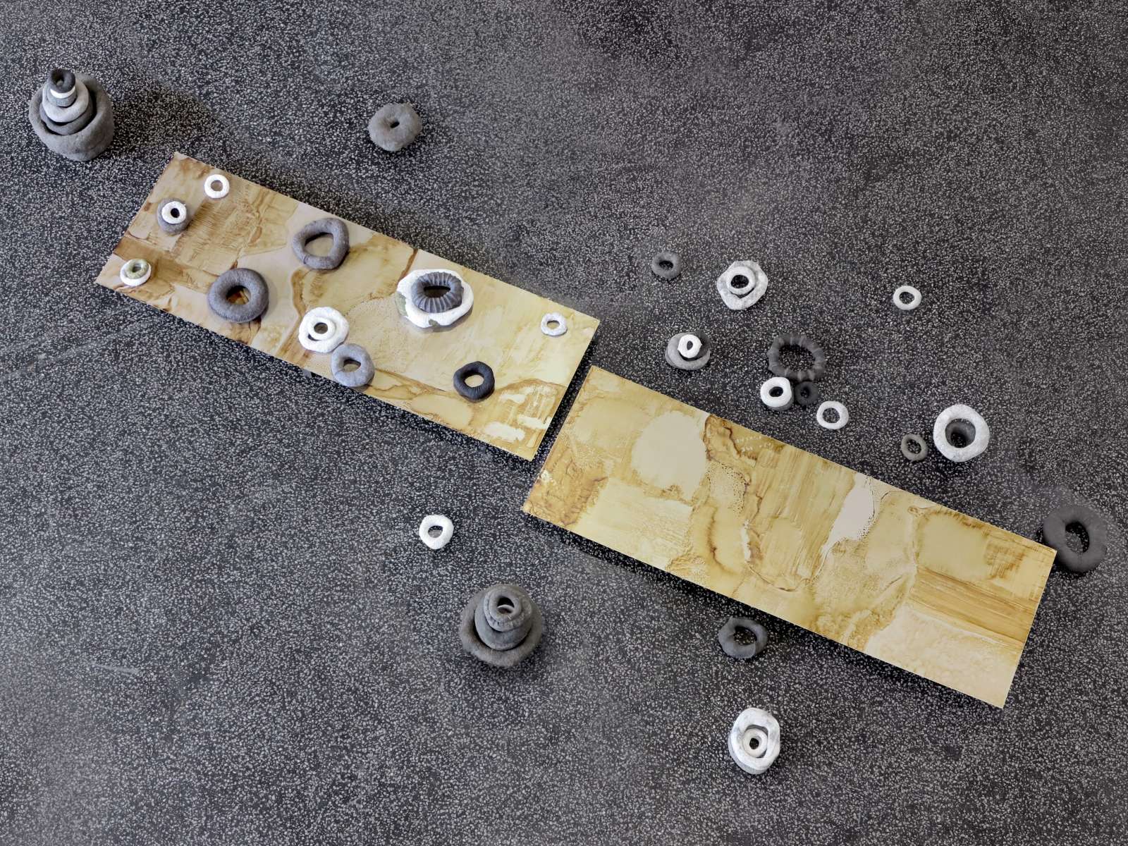 Carolina Aguirre, 'Some time', 2023. Household waste, recycled pulp, sumi ink, shellac, steel, wood. Size variable. Courtesy the artist and FOLD.