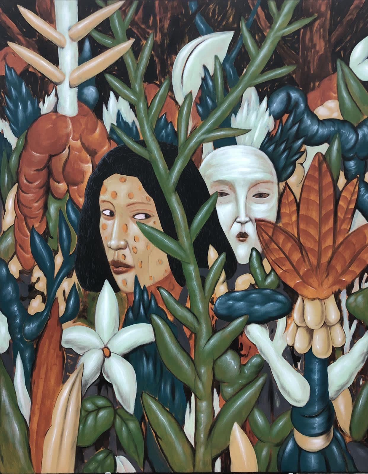 Rodel Tapaya, 'Signs of Envy', 2023, Acrylic on canvas, 76 x 60 in, 193 x 152.4 cm. Copyright the Artist. Courtesy of Jack Bell Gallery