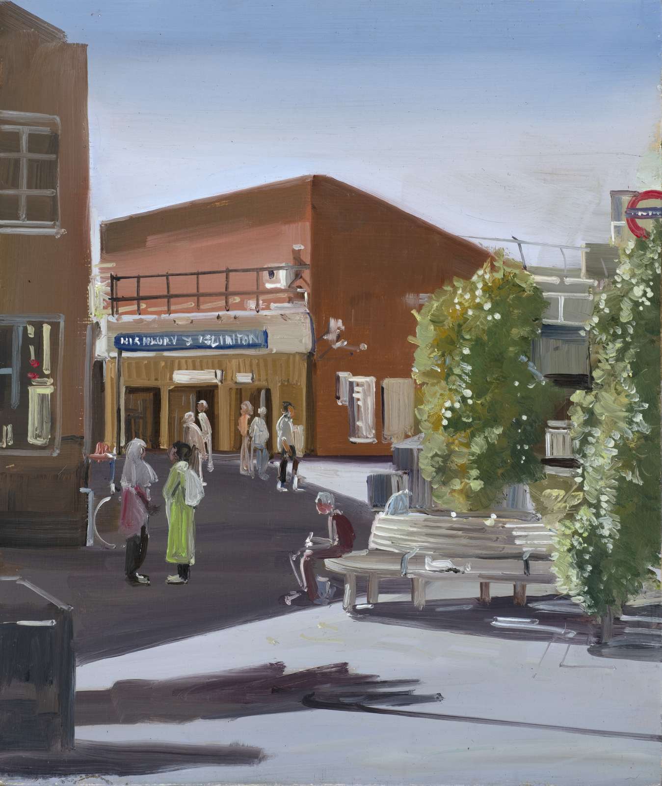 Shibu Natesan, 'Highbury and Islingston Tube station', 2022. Oil on panel, 30.5 x 25.4 cm, 12 x 10 in.