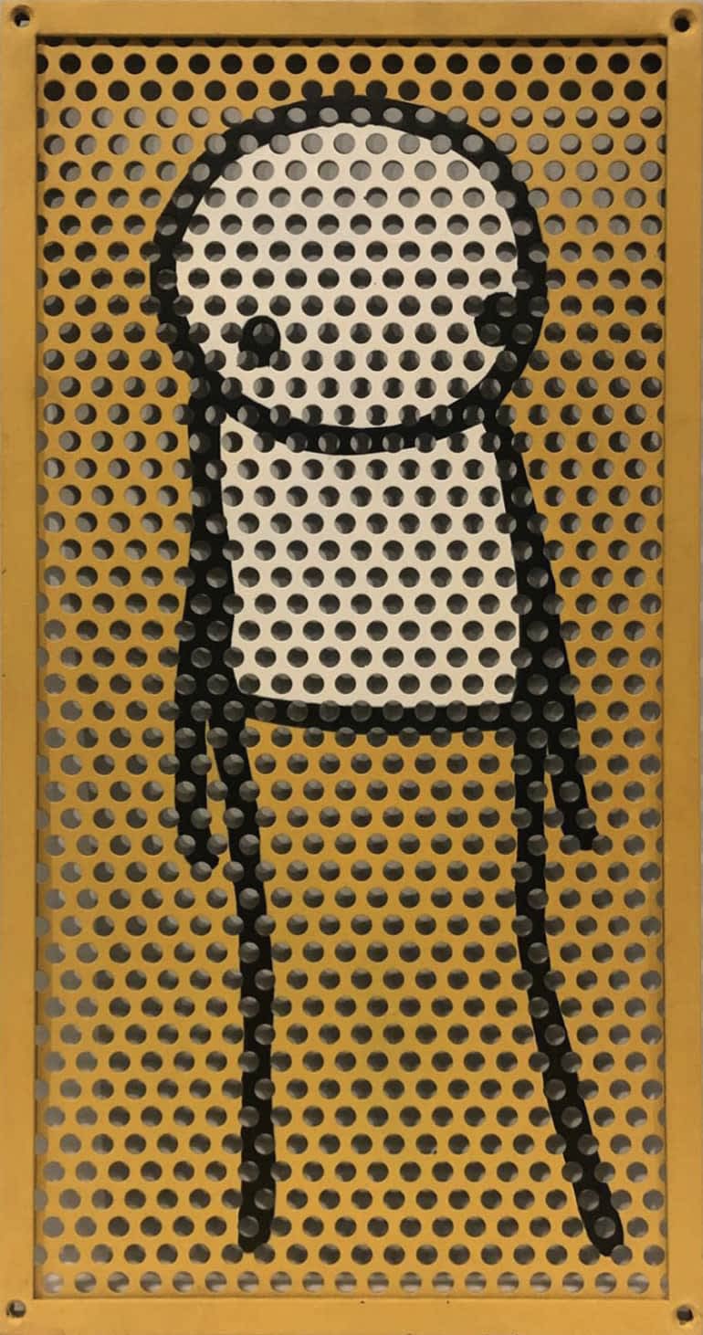 STIK, 'Grille - Yellow', 2011. Spraypaint on Metal Grille, 50 cm x 26 cm.