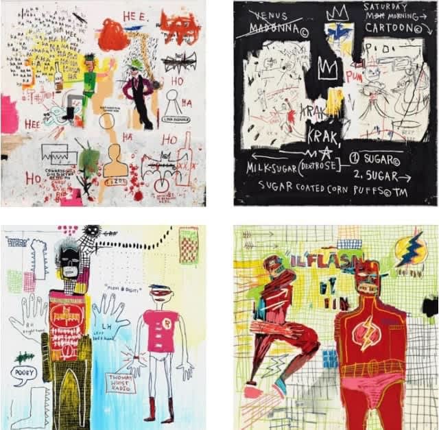Jean-Michel Basquiat, 'Super Hero Portfolio of Four', 1982-87/2022. Screenprint, 101.6 cm x 101.6 cm.