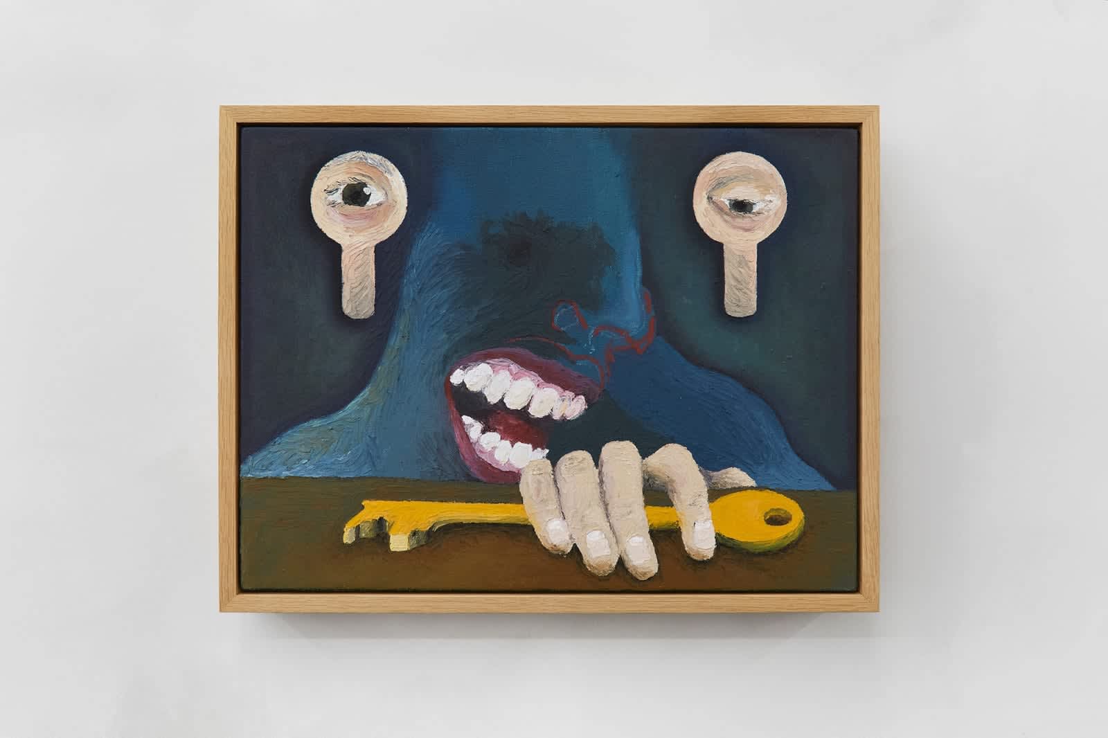 Jean-Philippe Dordolo, 'Astrophobie - Und ihre Augen sind zwei Sterne', 2023. Oil and cold wax on canvas on board 42.8 x 55.6 x 7 cm (framed).