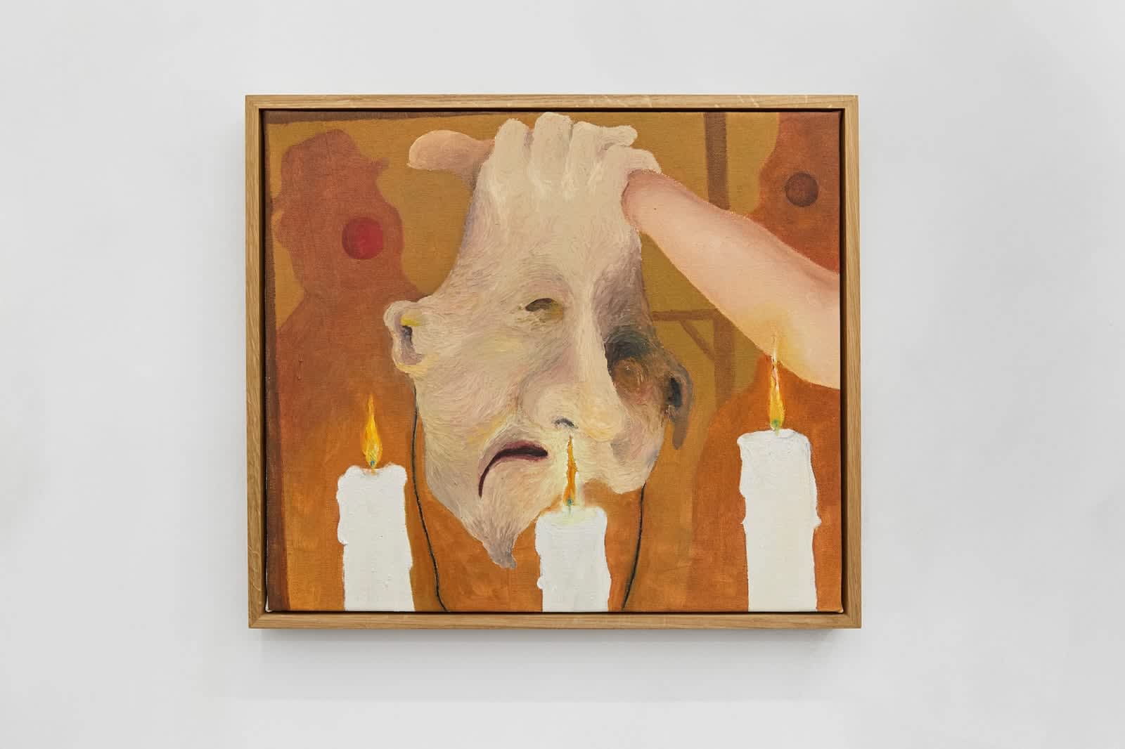 Jean-Philippe Dordolo, 'Ein Schneemann im Zirkus', 2022. Oil and cold wax on canvas on board, 47.6 x 54.6 x 4.6 cm (framed).