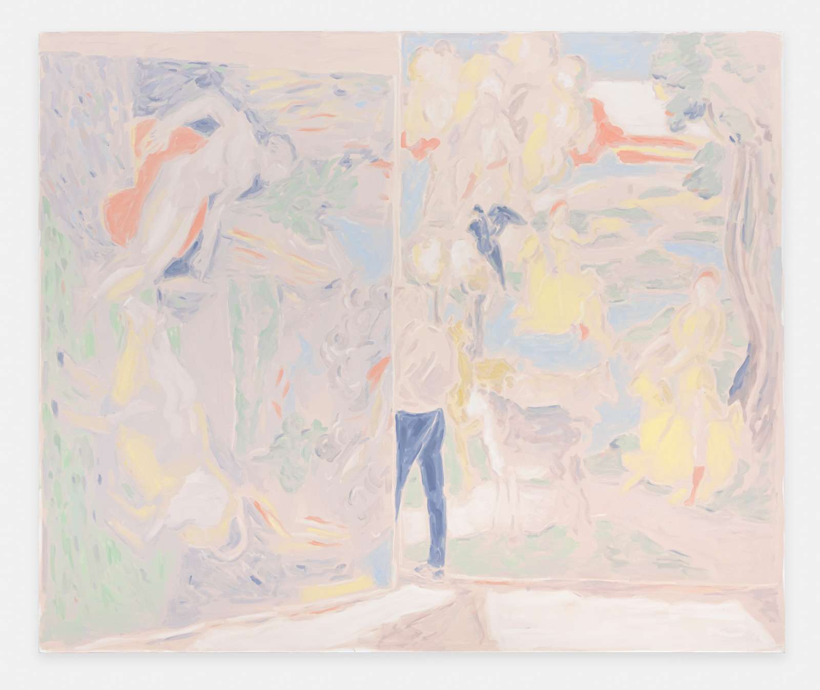 Bruno Pacheco, 'Weaving in Pastoral', 2023. Oil on canvas, 200 x 240 x 4.5 cm.