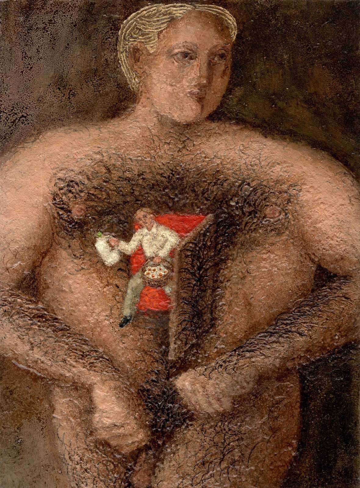 Plum Cloutman, 'Body Shopping', 2024. Pastel, watercolour pencil and oil on paper mounted on box board, 20 x 15 cm.