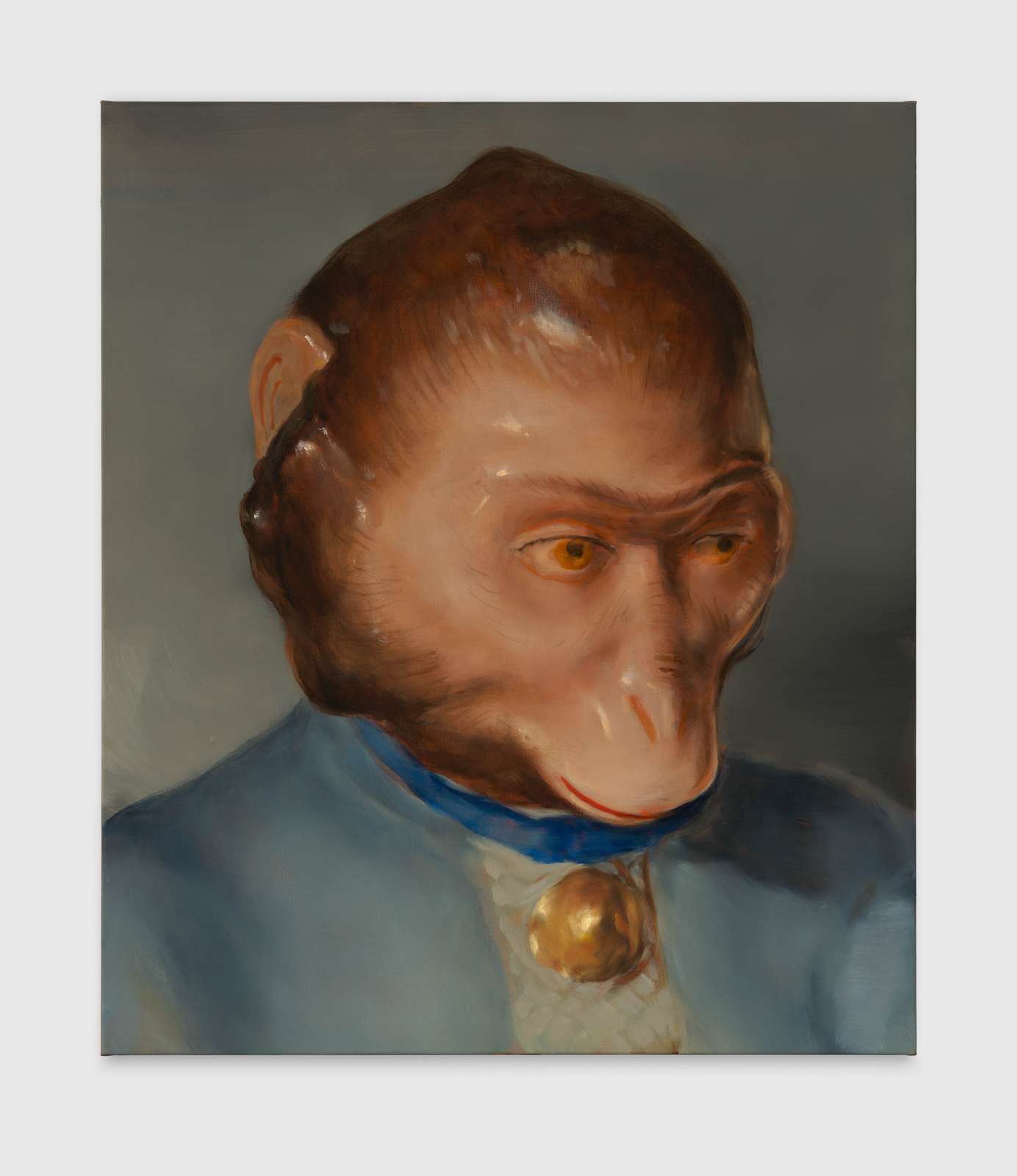 Michaël Borremans, 'The Monkey', 2023, Oil on canvas © Michaël Borremans, Courtesy the artist and David Zwirner