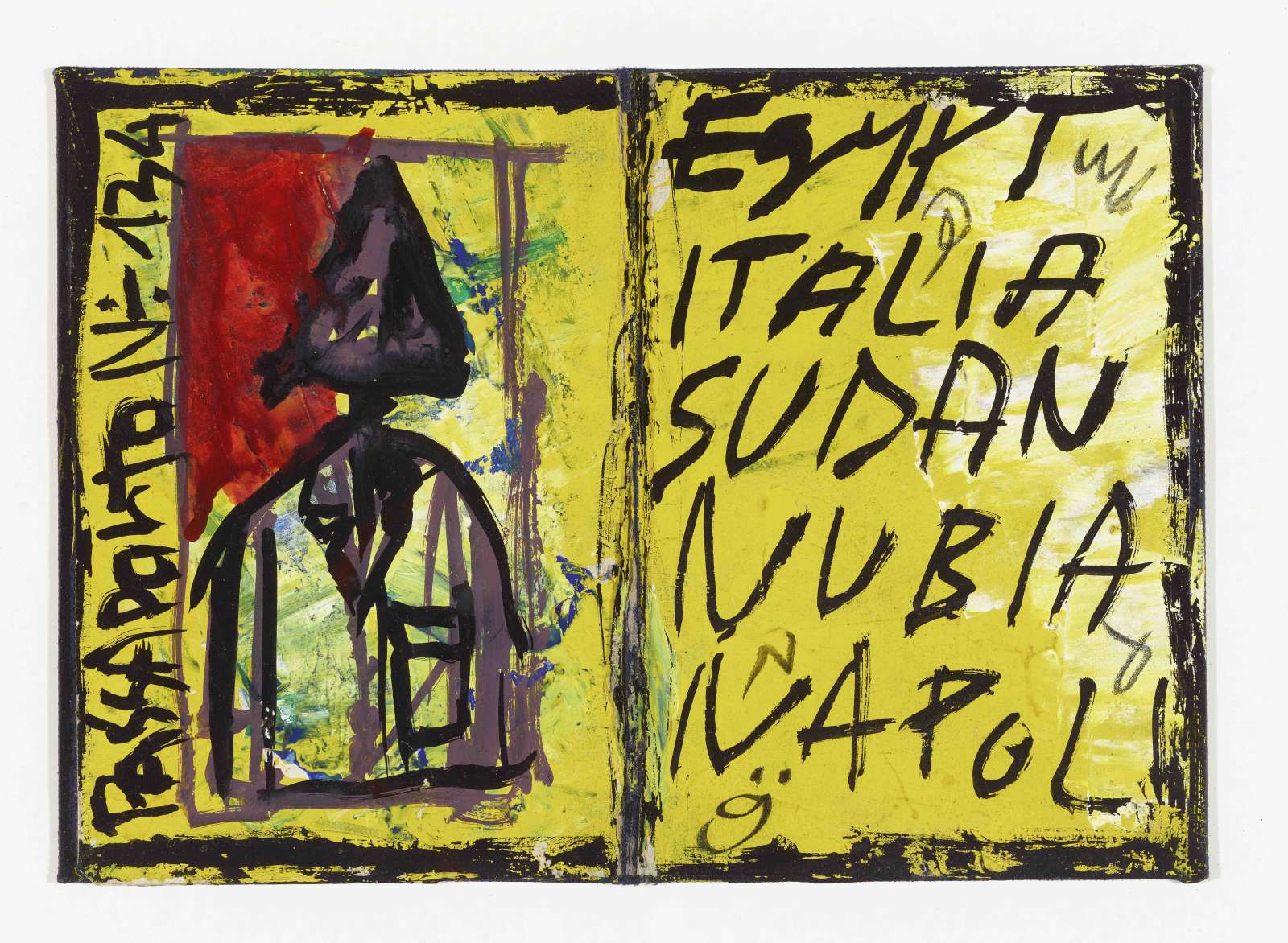 Fathi Hassan, 'Passport', 1987. Mixed media on paper, 14.5 x 20.5cm