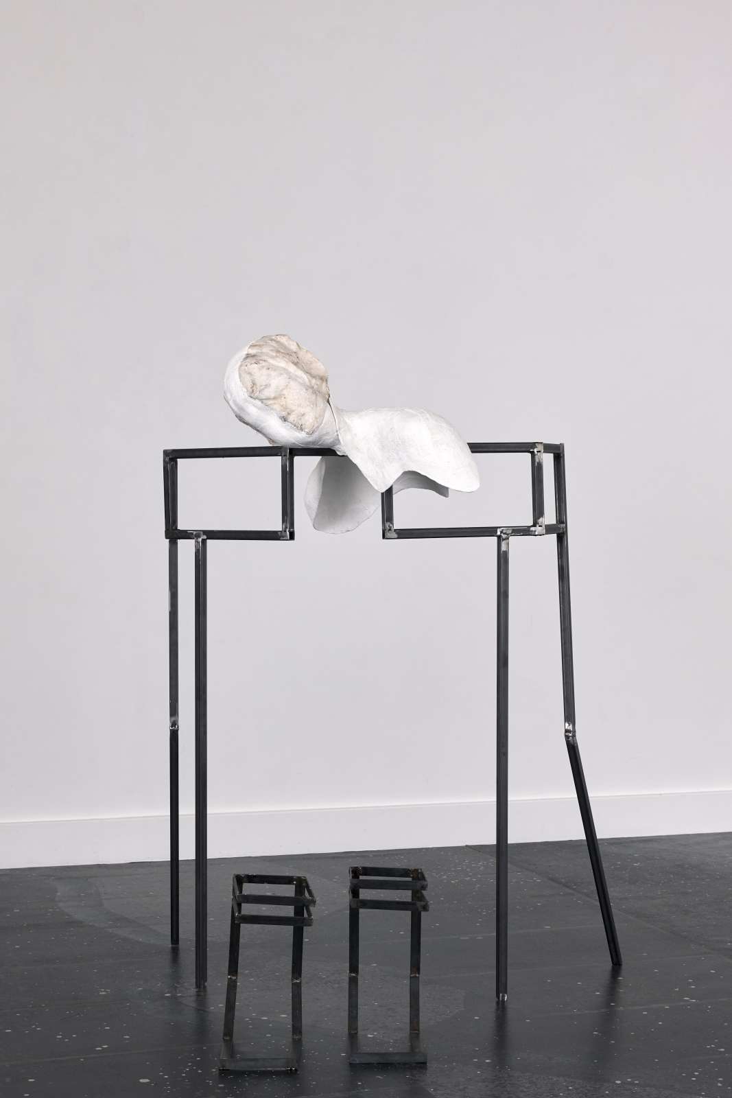 Fani Parali, 'Rest, 2024'. Steel, plaster bandage, medical gauze 141 x 111 x 44 cm.