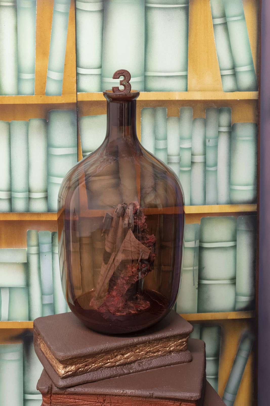 Ilaria Vinci, 'A beating of giant wings (Narcissus)', 2021. Glass jar, alien action figure, mixed media, 55 x 25 x 25 cm. Photo: Luca Guadagnini. Courtesy of the artist and Alice Amati.