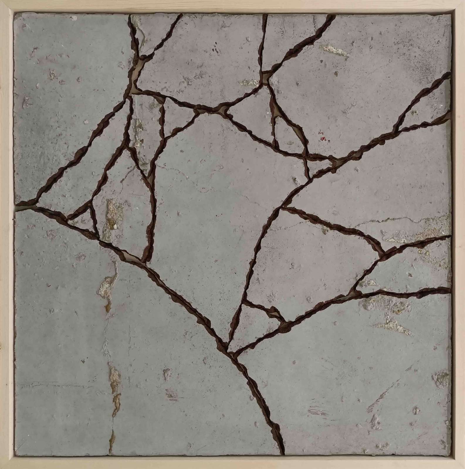 Andrea Francolino, 'M2', 2024. Concrete, wood and earth dust, 107 x 107 cm. Courtesy of the artist and Mazzoleni, London – Torino