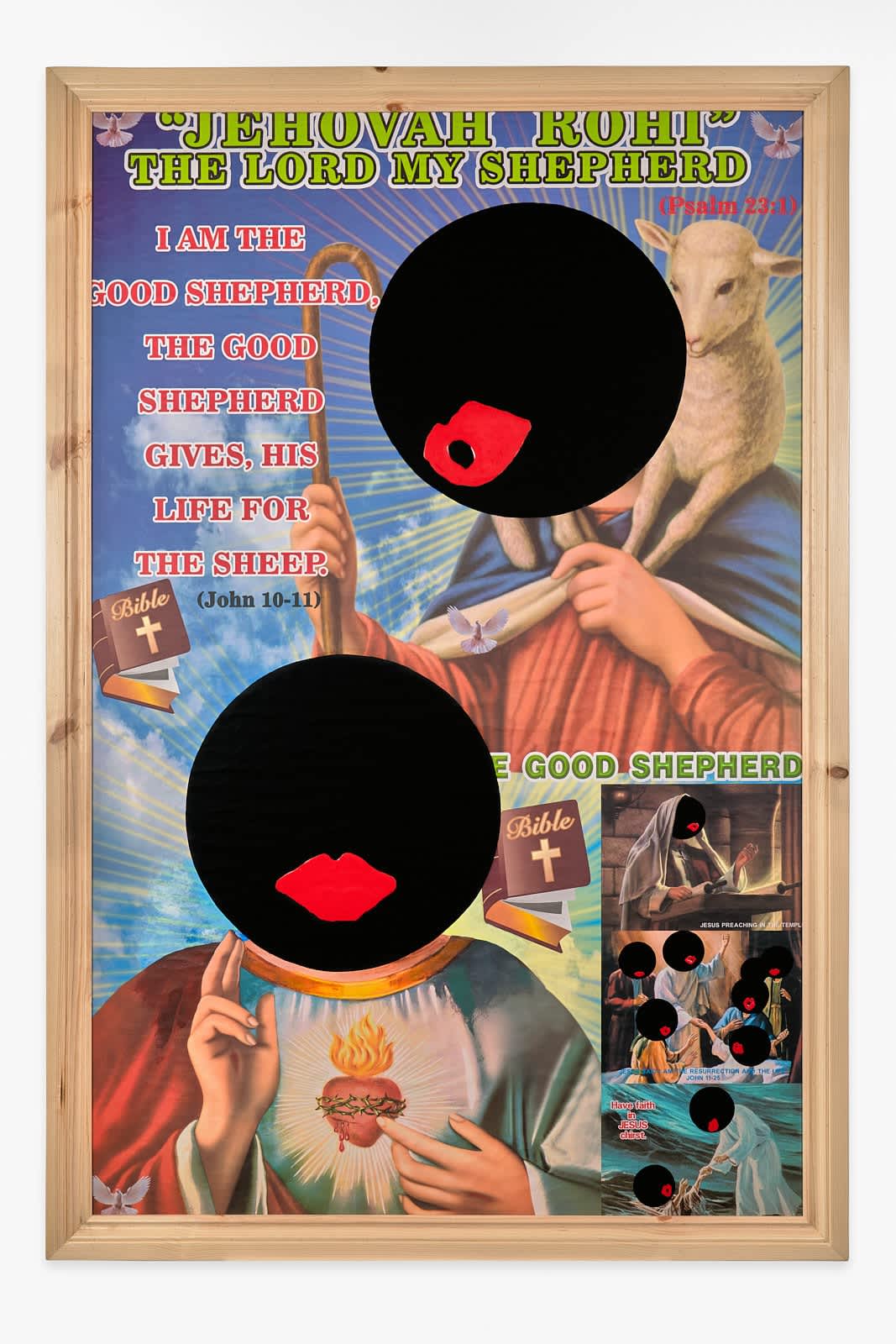 Larry Achiampong, 'Dominus regit me', 2023. Acrylic, varnish, poster, wooden frame on panel, 145.5 × 98 × 7 cm. Courtesy of the artist and Copperfield, London. Photo credit, Reece Straw.