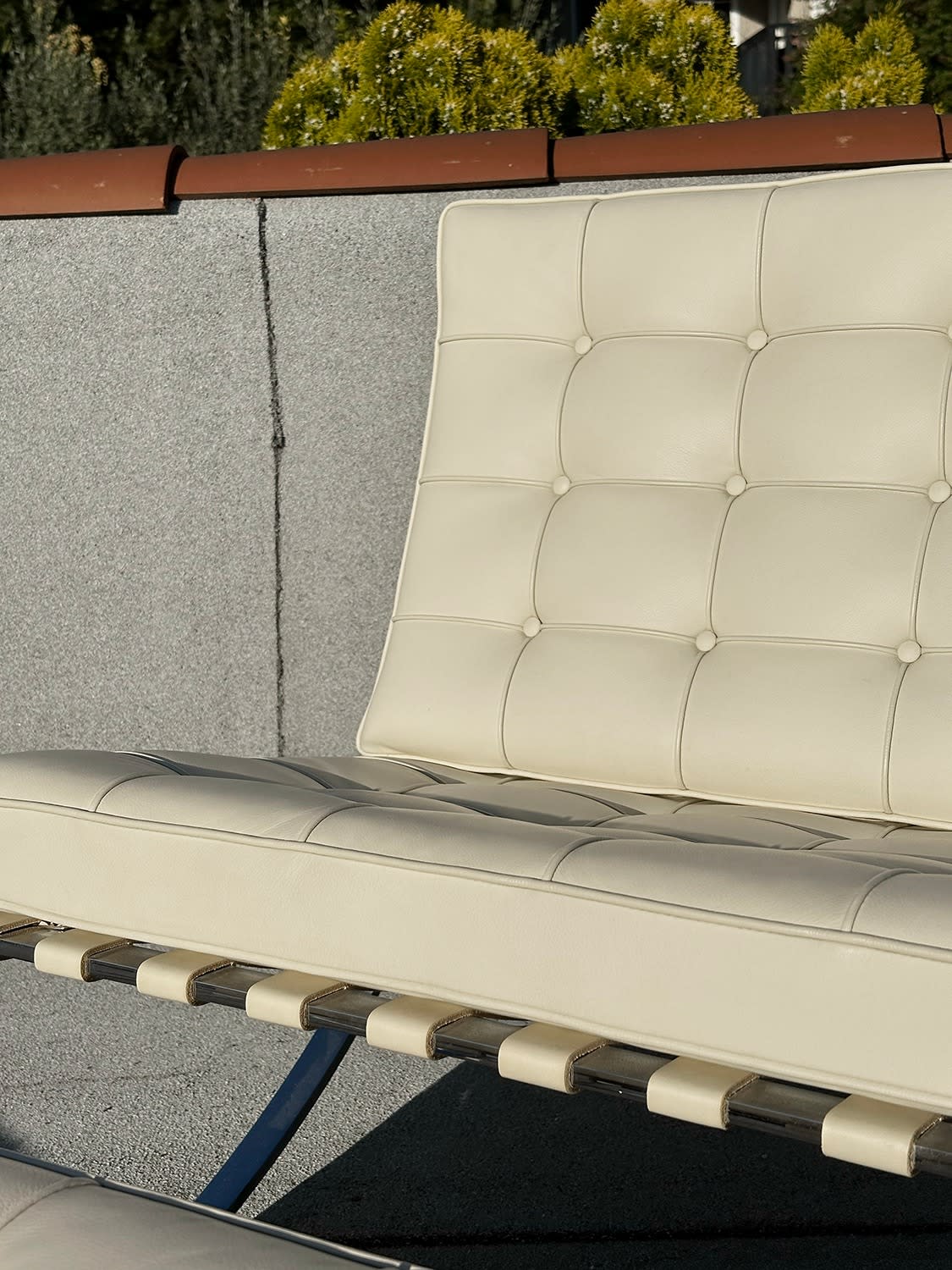 Pair of Barcelona Chairs with Otttomans