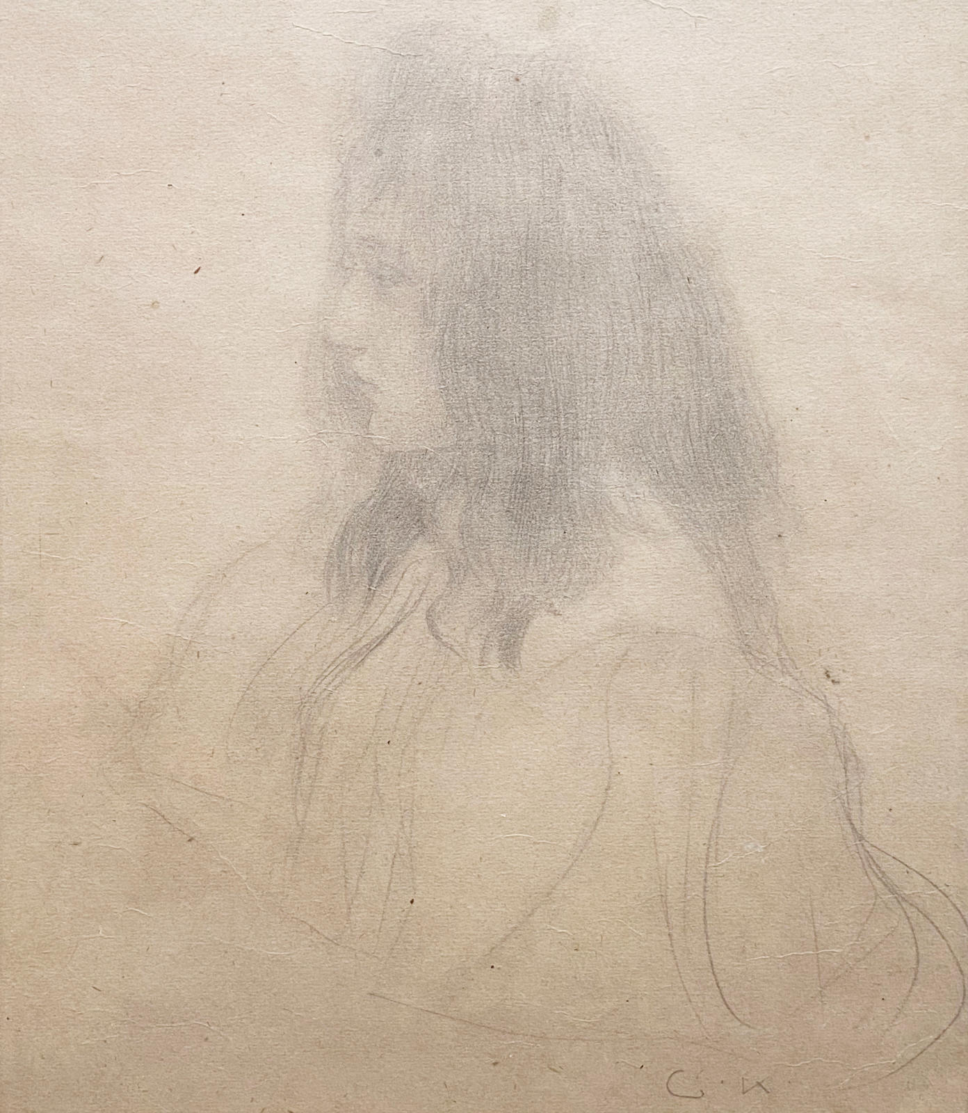 Gustav Klimt, Brustbild eines Maedchens im Profil nach links, circa 1898