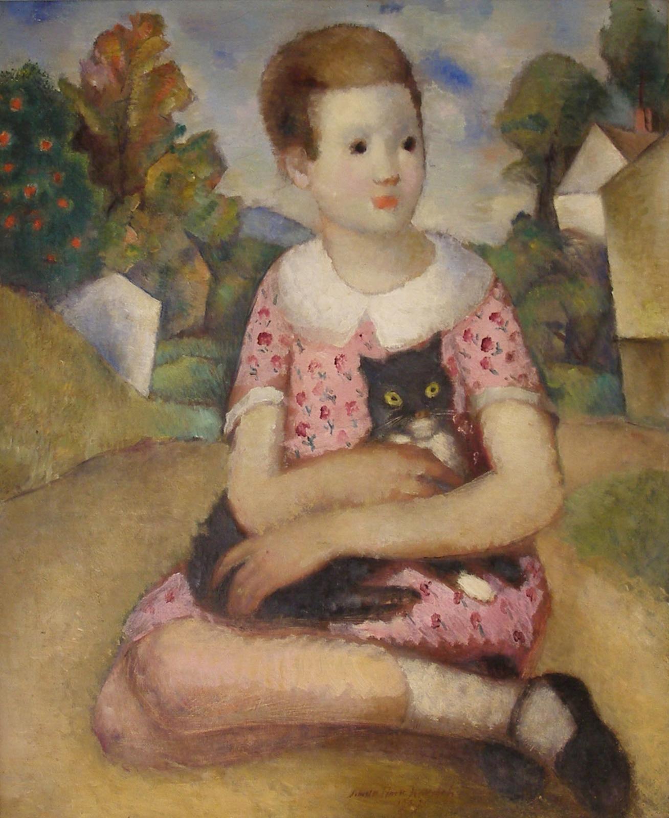 Young Girl with a Black Cat