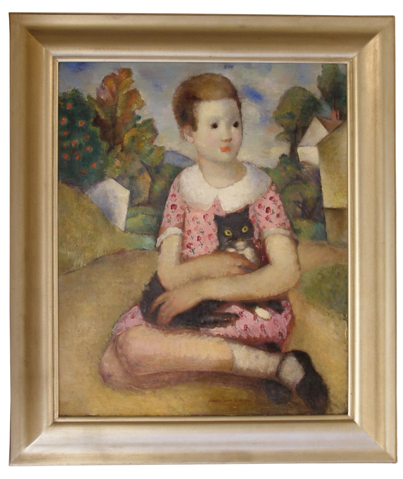 Young Girl with a Black Cat