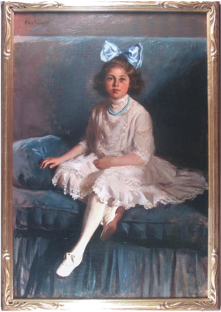 Young Girl in Blue and White
