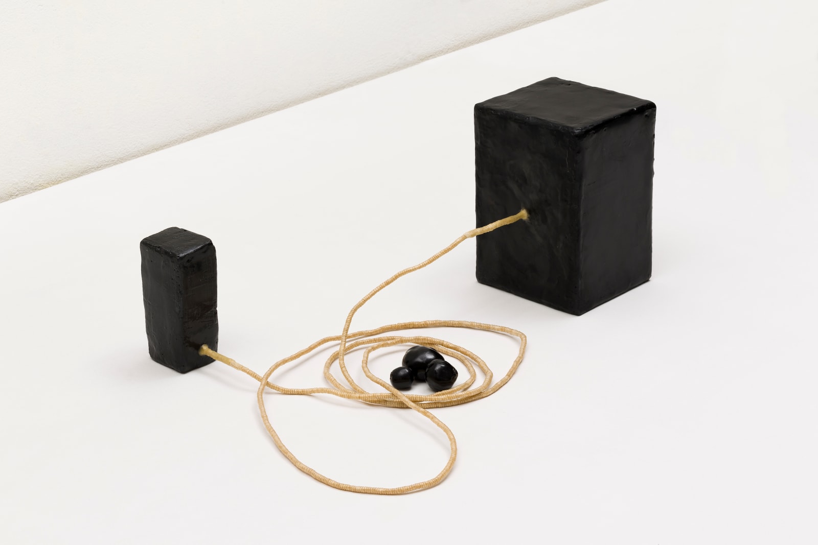 Paloma Bosquê, Dois blocos com corda e pedras | Two blocks with rope and stones, 2018