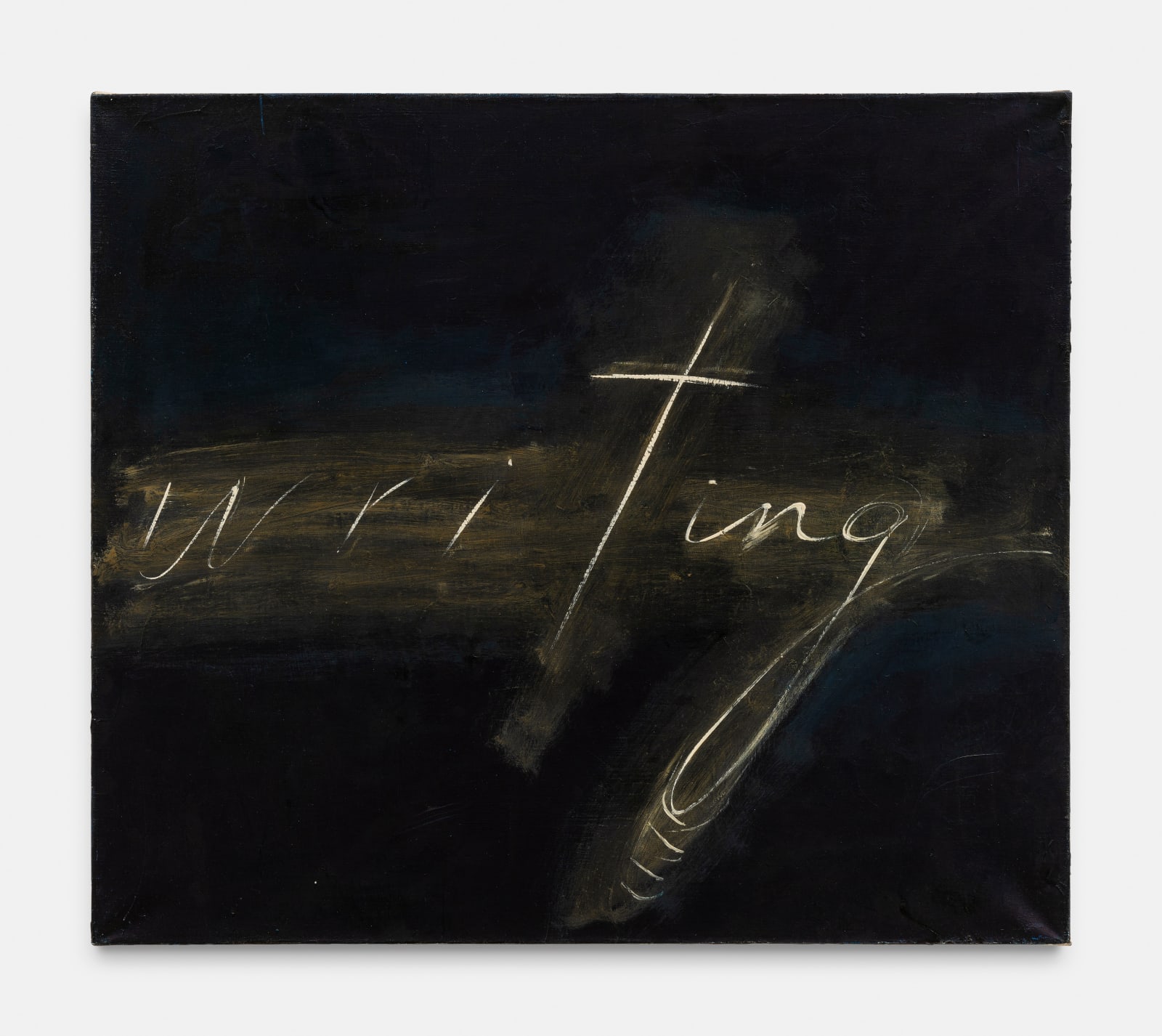 Mira Schor, Writing on Prussian Blue II, 2003
