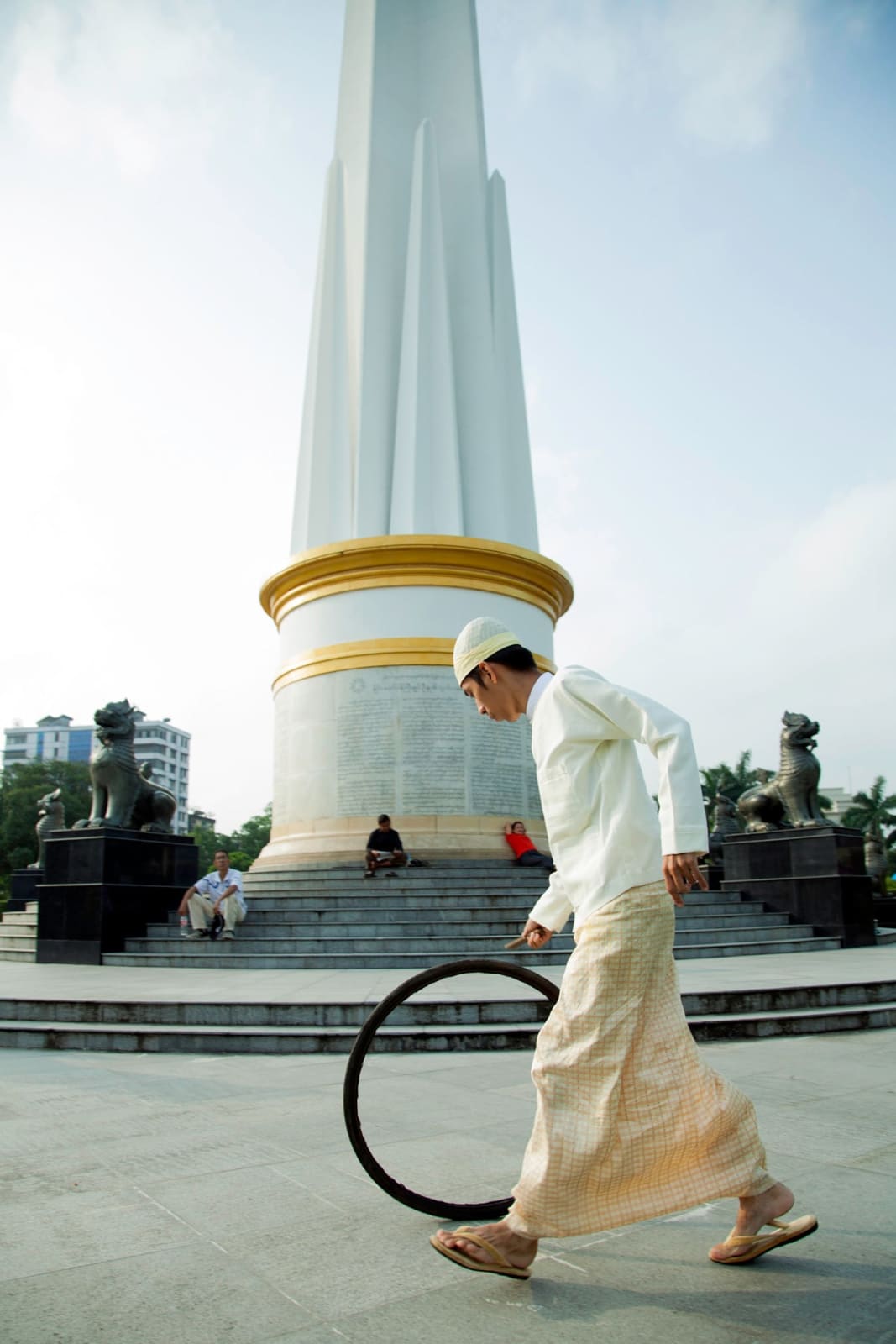 Moe Satt, Bicycle Tire Rolling Event from Yangon: Independent Park, 2013