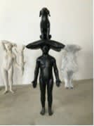 Wang Shugang, Man with pillow & dog, Unknown