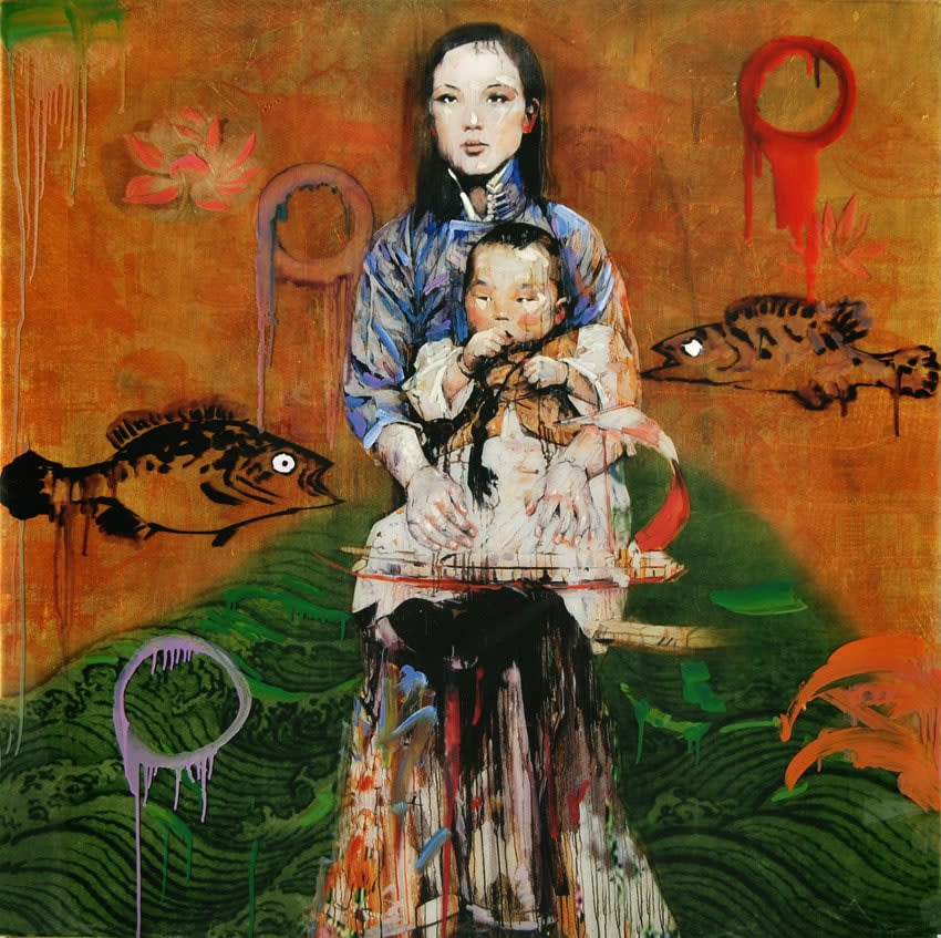 Hung Liu, Green Wave III, 2010