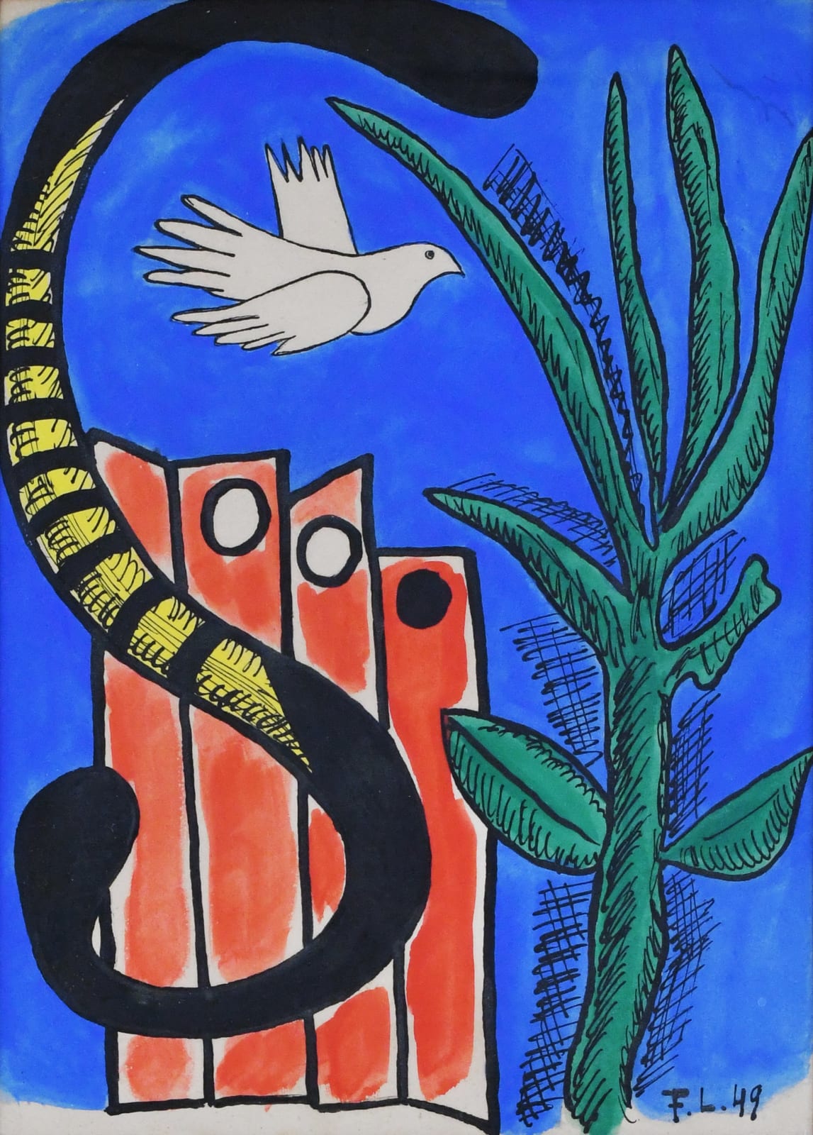 Fernand Leger, Composition with Bird - Dove, 1949