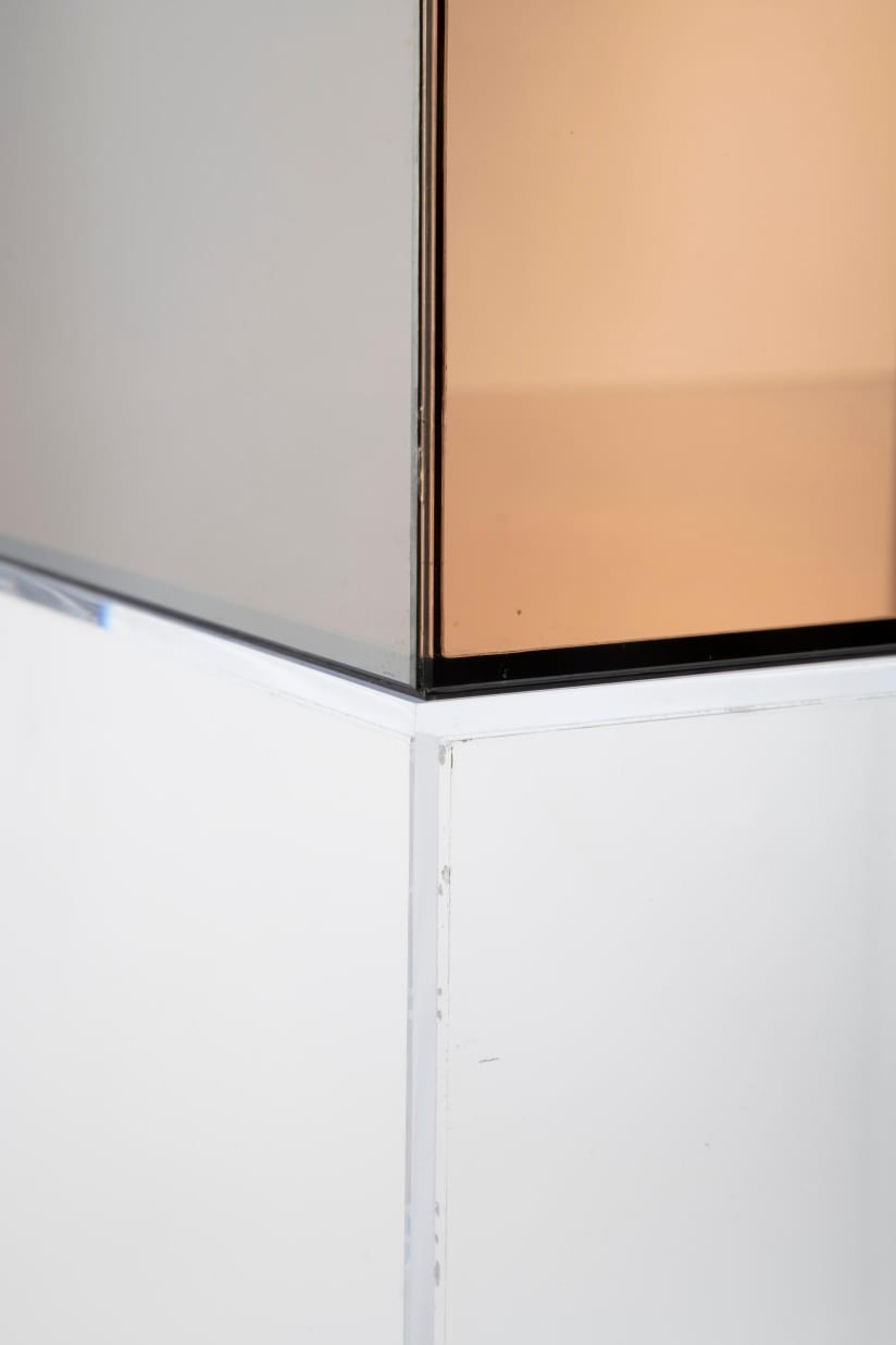 glass cube by Larry Bell