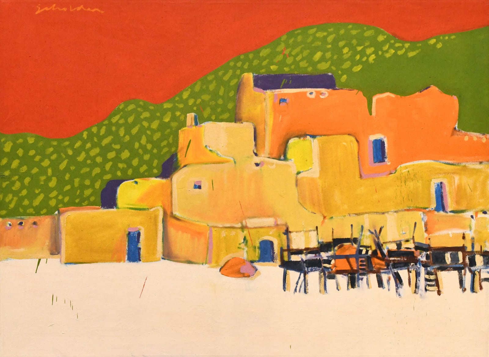 pueblo painting by Fritz Scholder