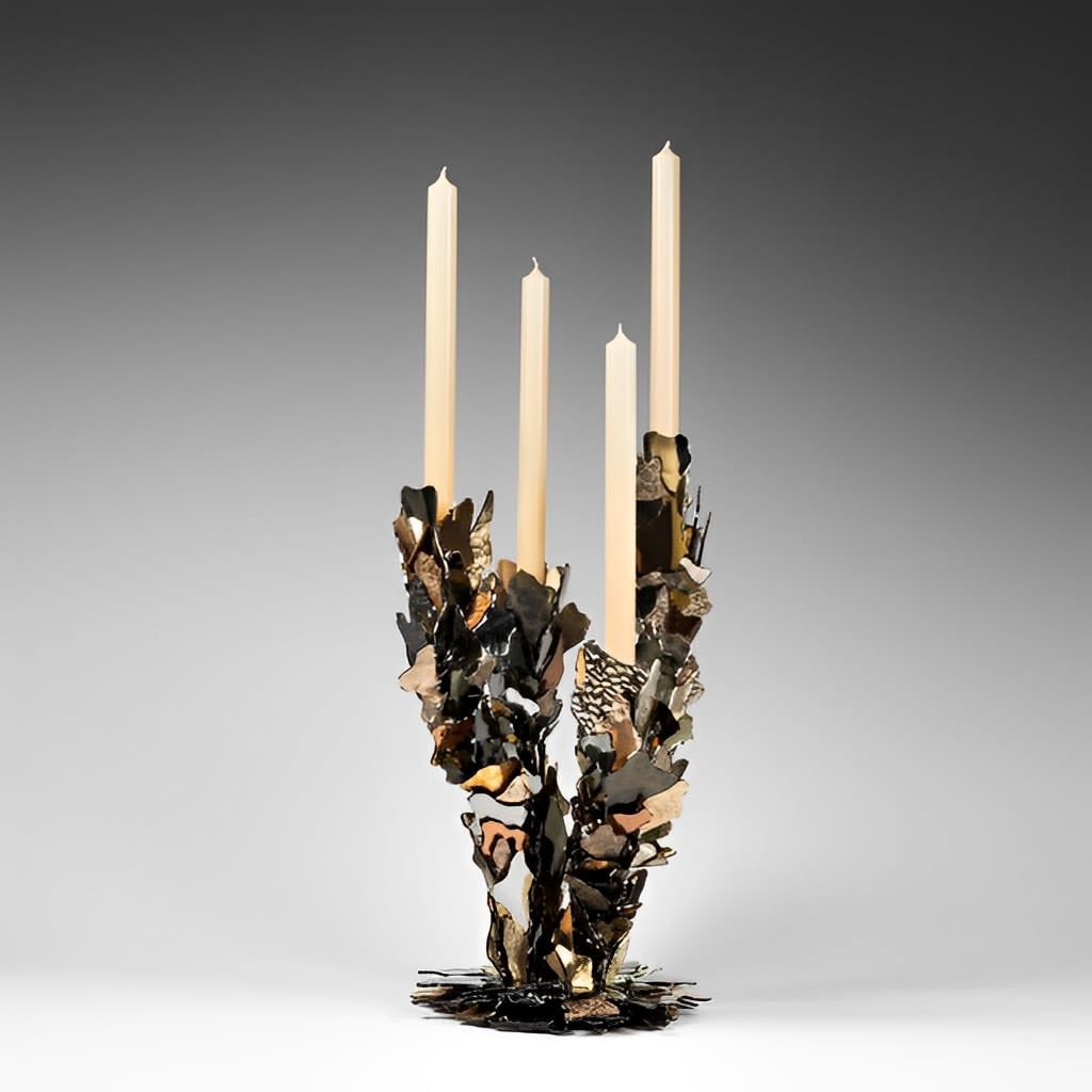 Nathalie Ziegler, Grey/Amber Glass Candleholder, 2021
