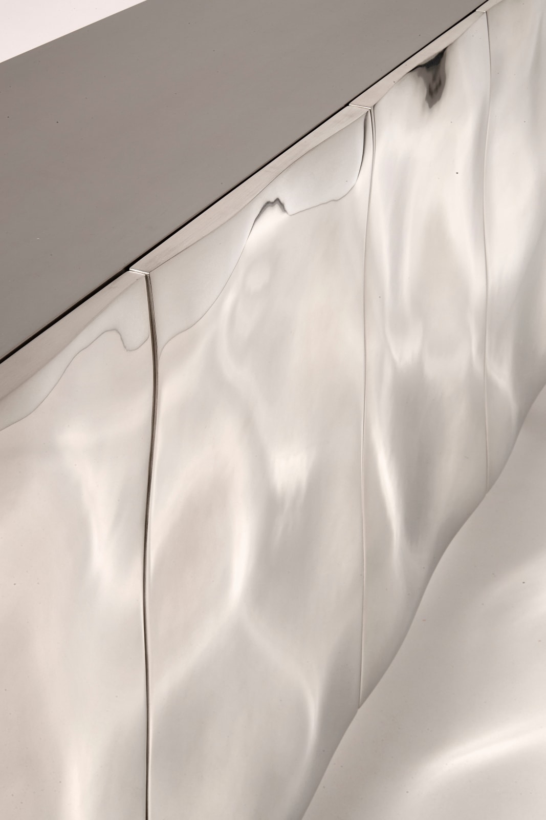 François Corbeau, Mirror Polished Bronze Bas Relief Four Door Credenza, 2022