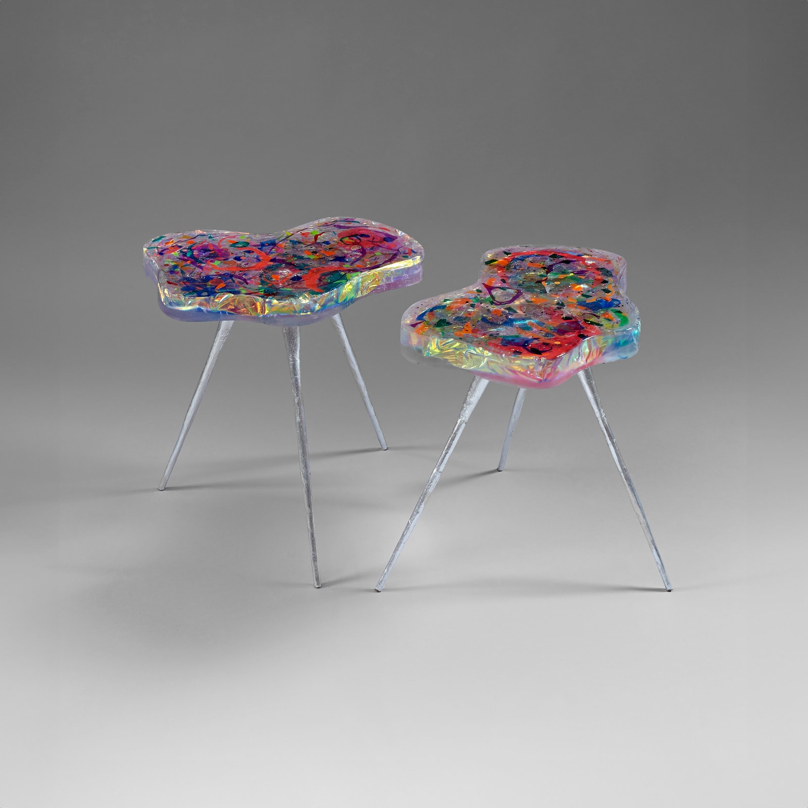 Hélène de Saint Lager, Puzzle Argent Side Tables, 2019