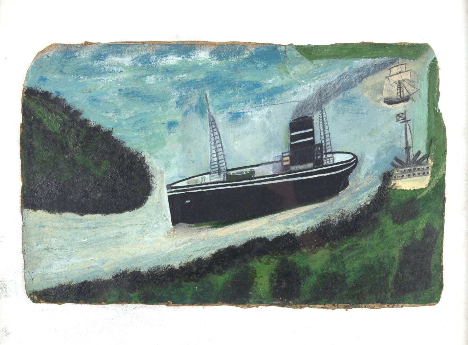 Alfred Wallis 阿爾弗雷德．沃利斯, Black Boat with Fort 《有砲台的黑色船隻》, 1935