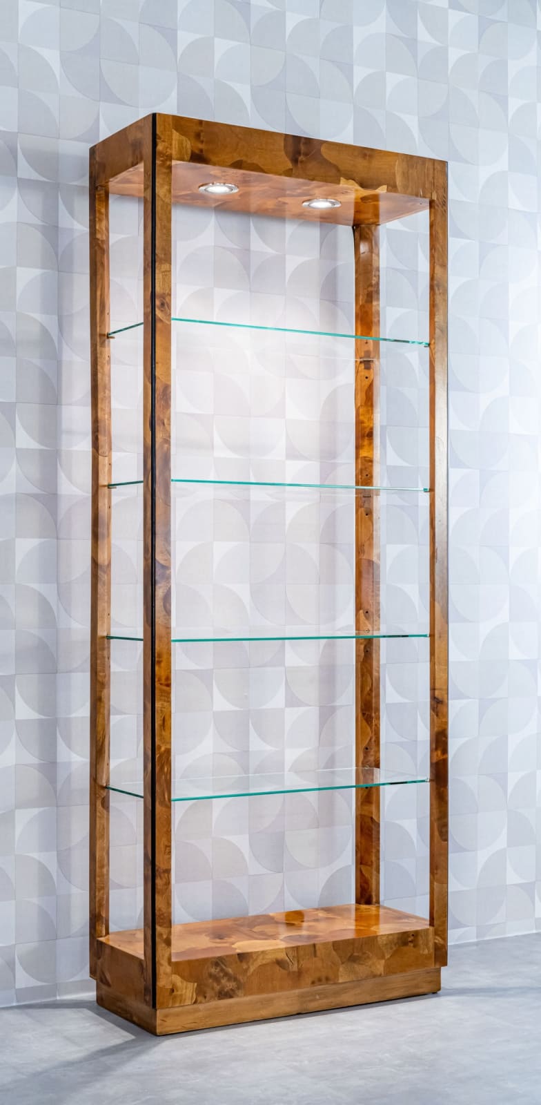 John Widdicomb, Illuminated Walnut Wood Display Shelving Etagere, 1970s