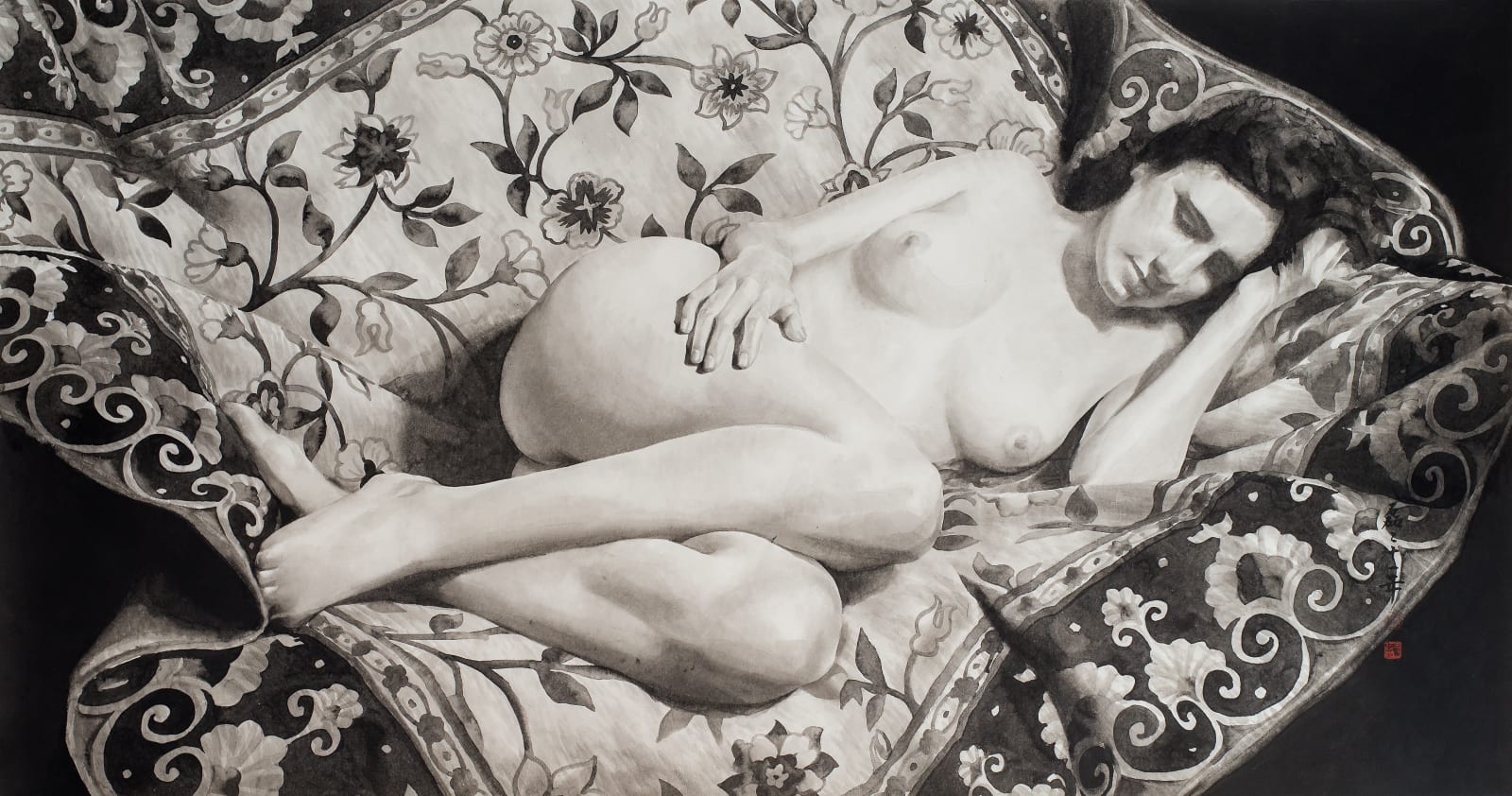 Qu Leilei 曲磊磊, Antonia on the Floral Blanket 《花毯上的安東妮婭》, 2014