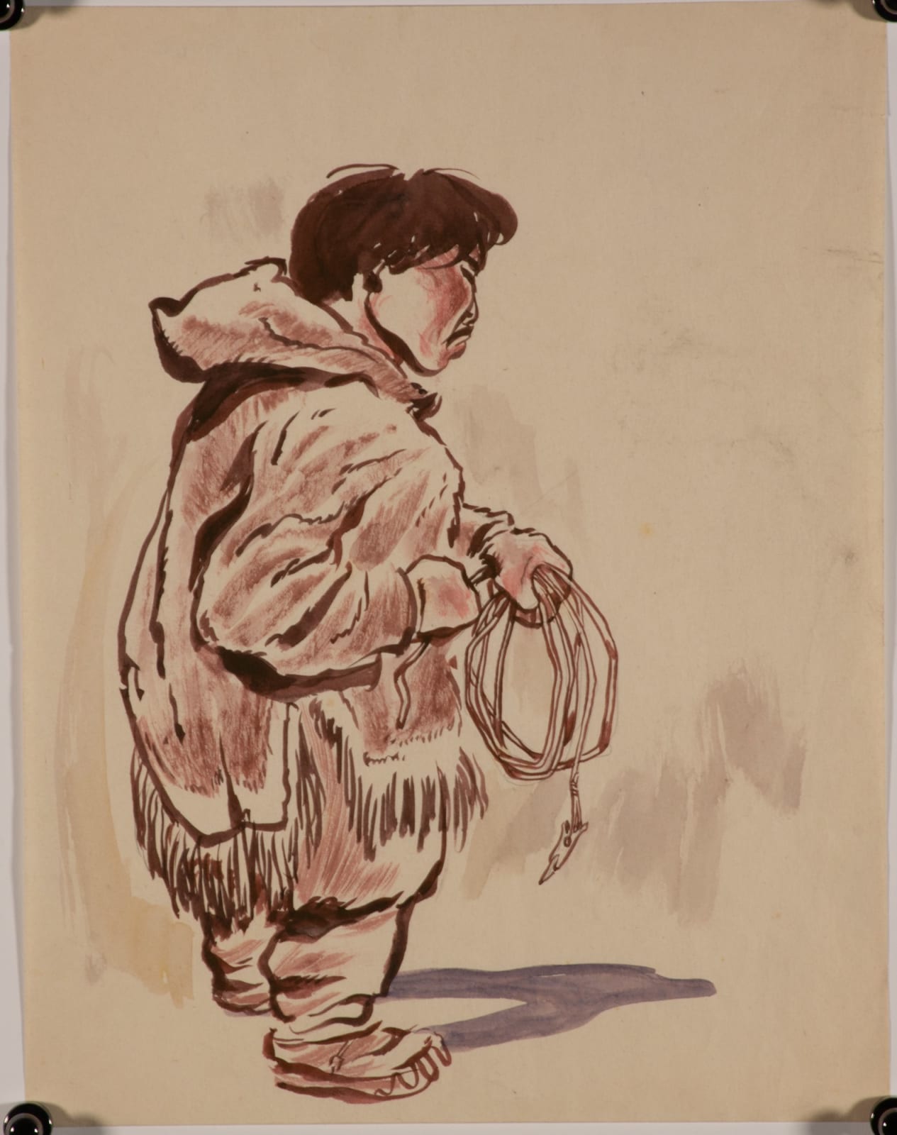 James Houston, Untitled (Hunter Coiling Harpoon Line), ca. 1956