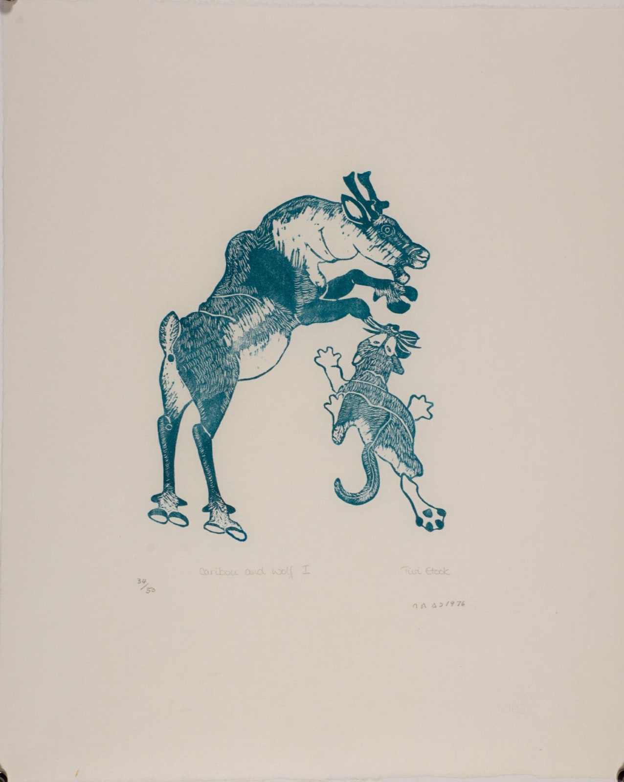 Tivi Etok, Caribou & Wolf I, 1976