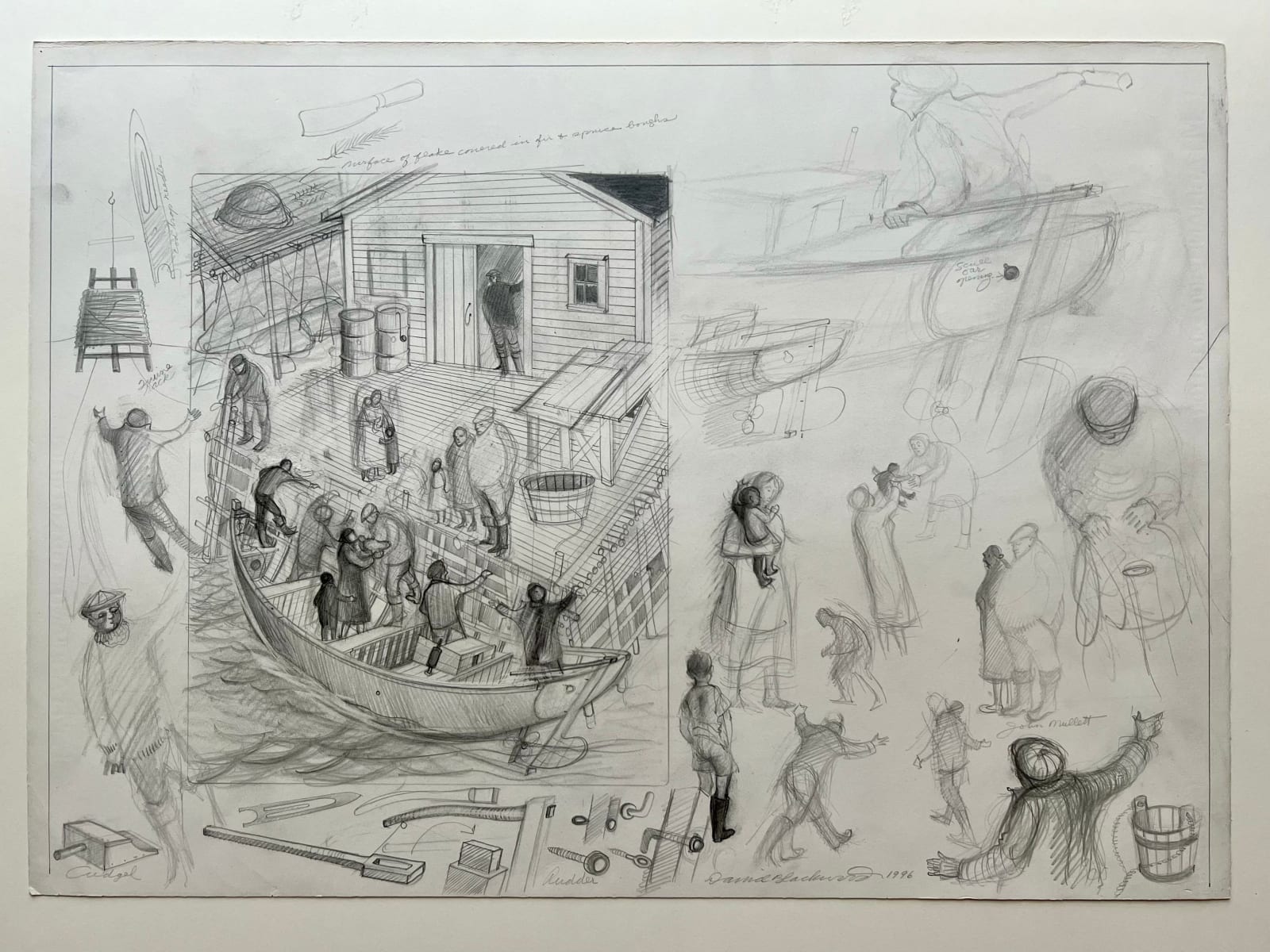 David Blackwood, Study for Visitation on Bragg's Island, 1996