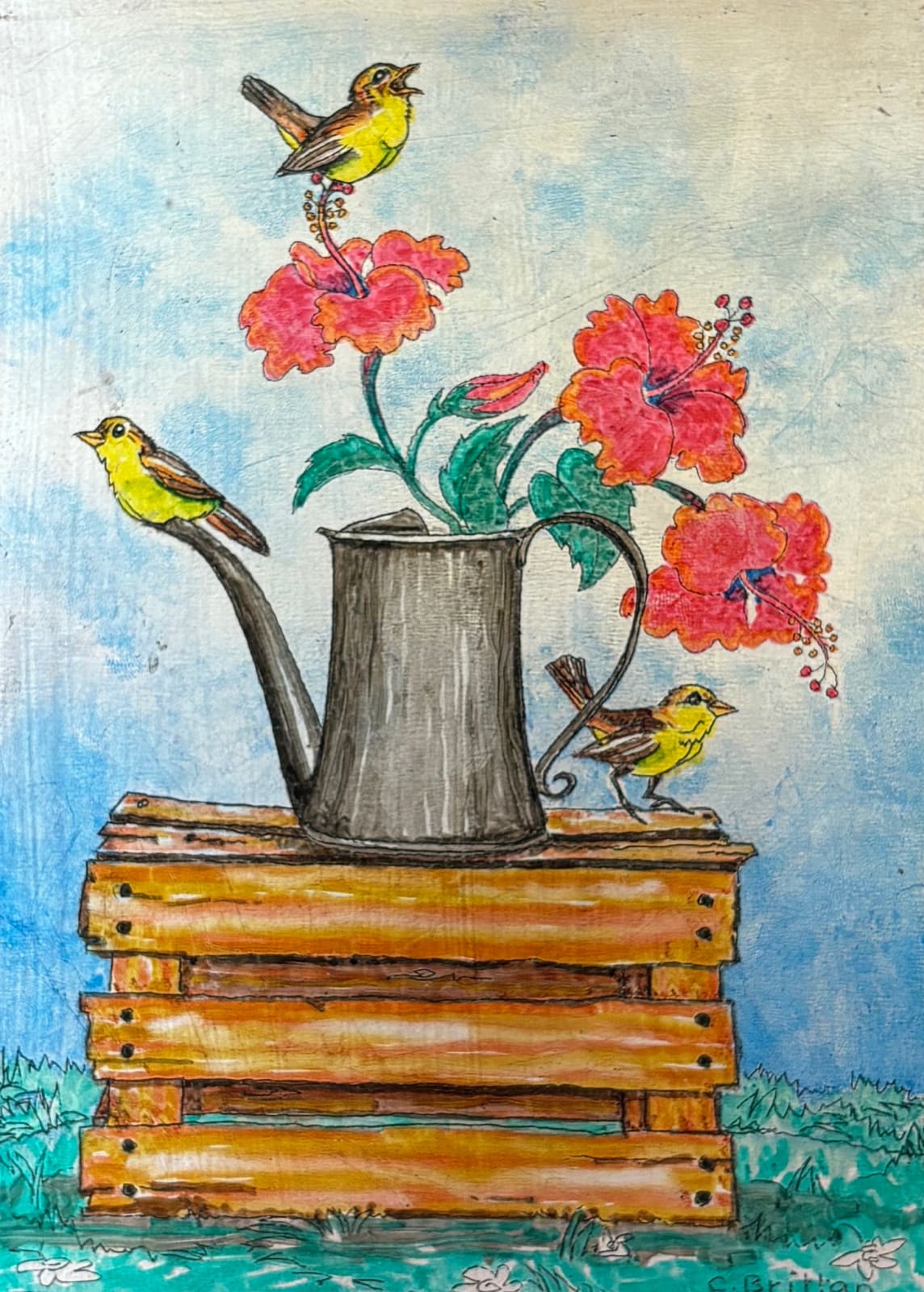 Cora Brittan, On a Wooden Crate, 2019