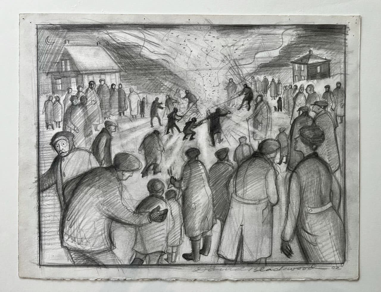 David Blackwood, Study for Bonfire Night on Greenspond, 1999
