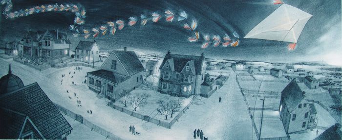 David Blackwood, Wesleyville, Cyril's Kite Over Blackwood's Hill 9/75, 1996